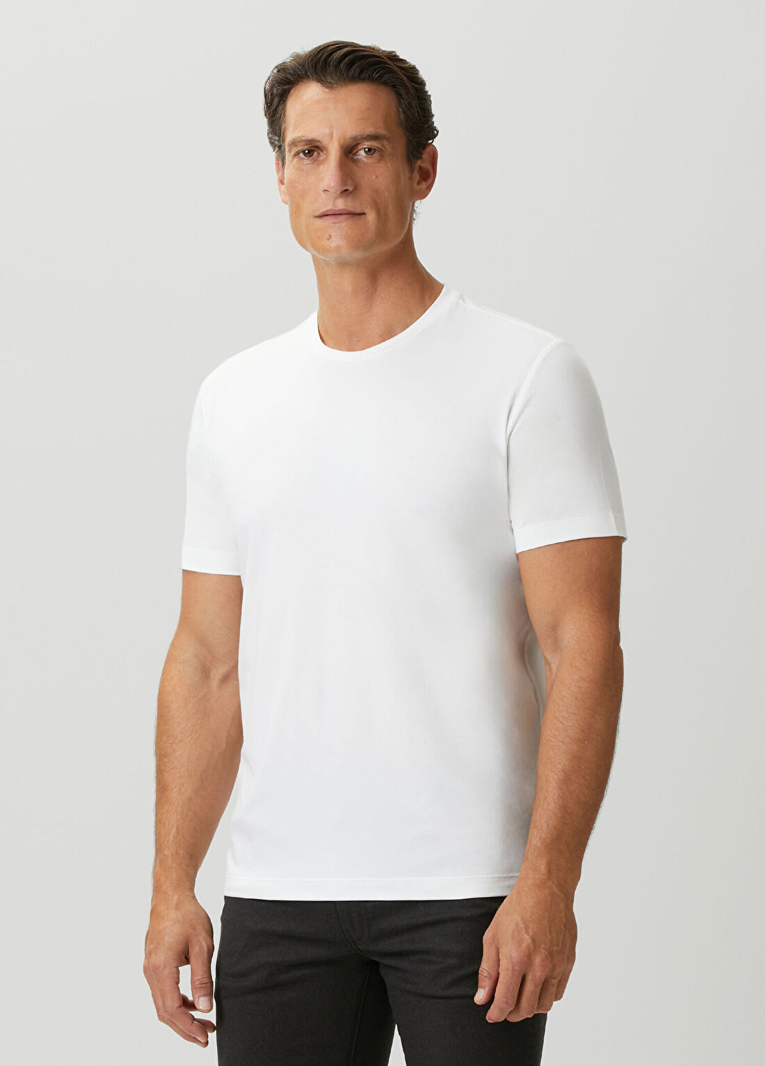 Maurizio Baldassari Beyaz Basic T-shirt görsel 3
