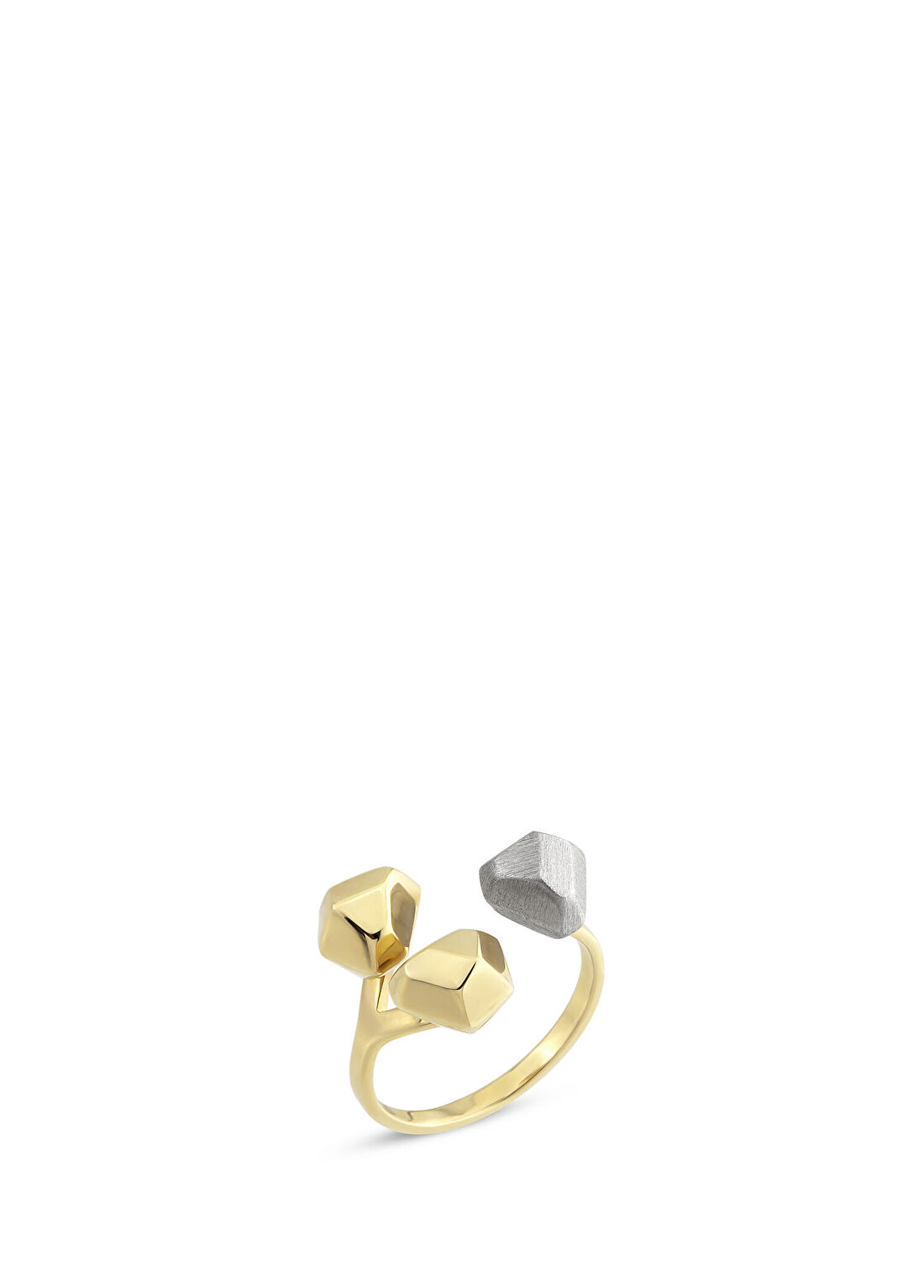 Orena Jewelry Double Crystal 14 Ayar Altın Kaplama Kadın Gümüş Yüzük