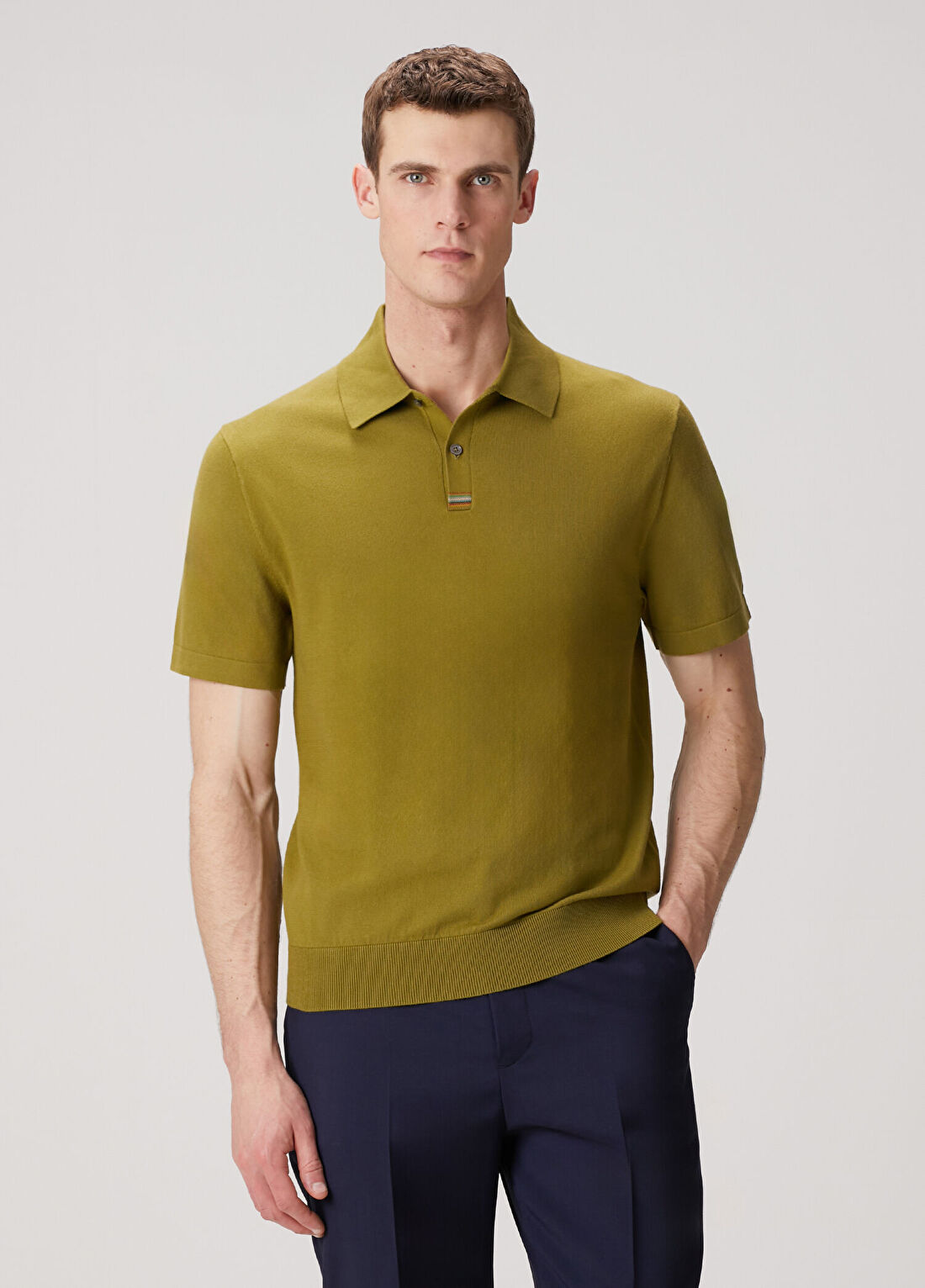 Paul Smith Haki Polo Yaka Kısa Kollu Triko