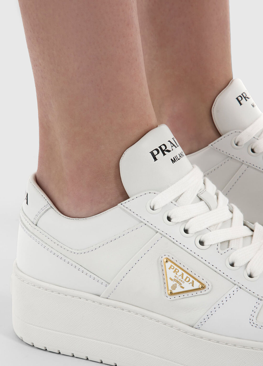 Prada Downtown Bold Beyaz Deri Kadın Spor Ayakkabı görsel 4