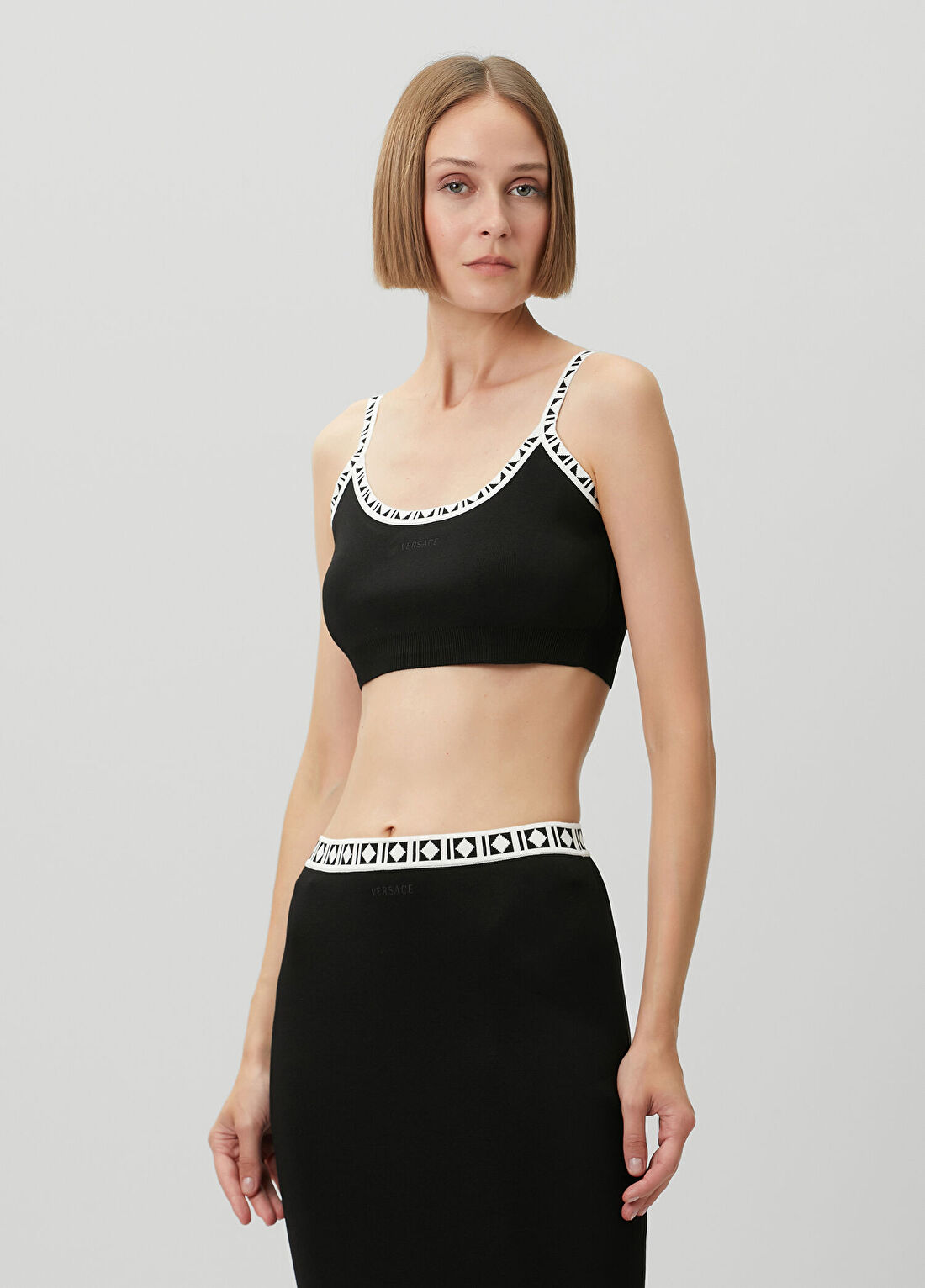 Versace Siyah Crop Triko görsel 3