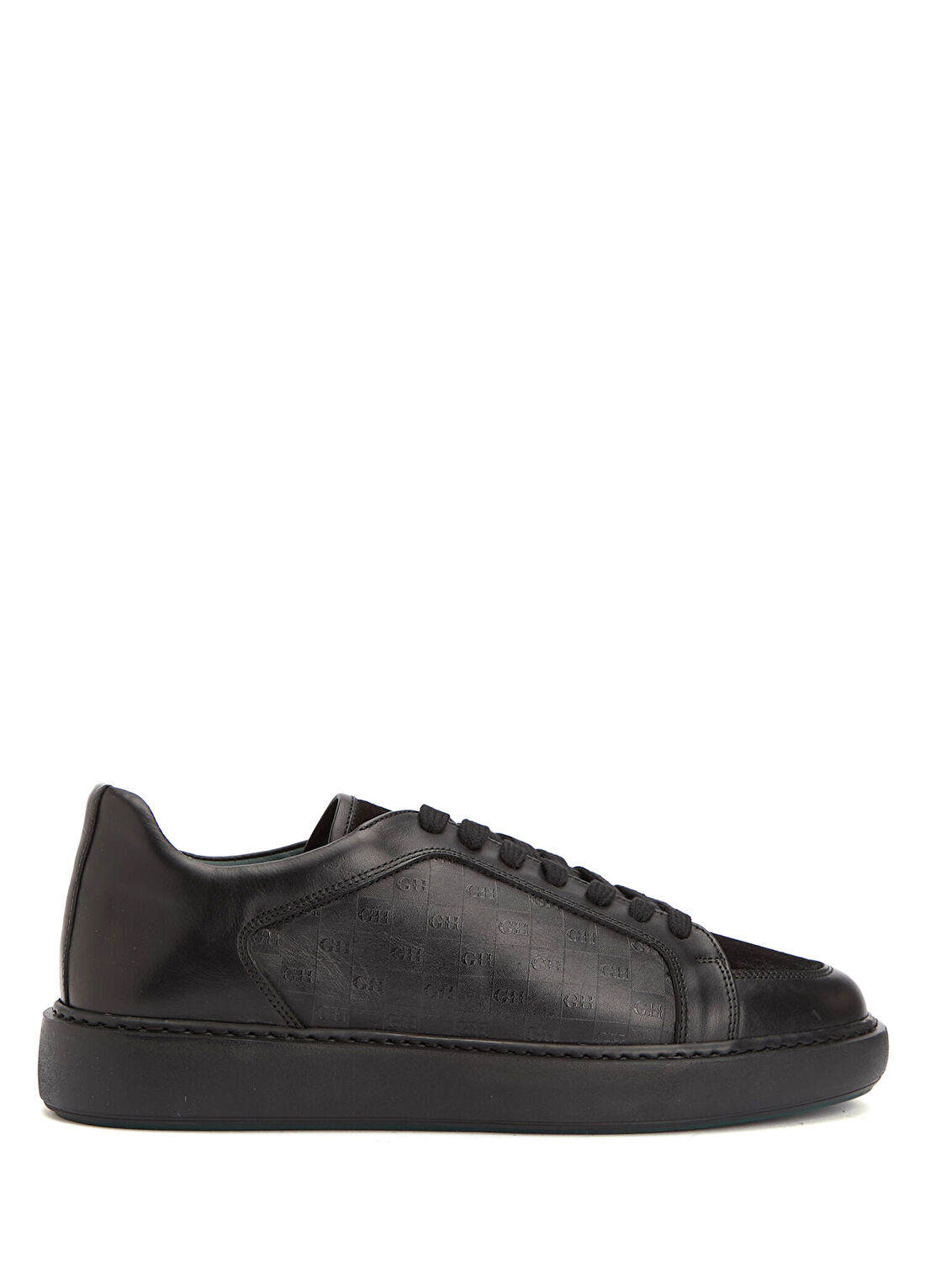 George Hogg Siyah Baskılı Erkek Deri Sneaker