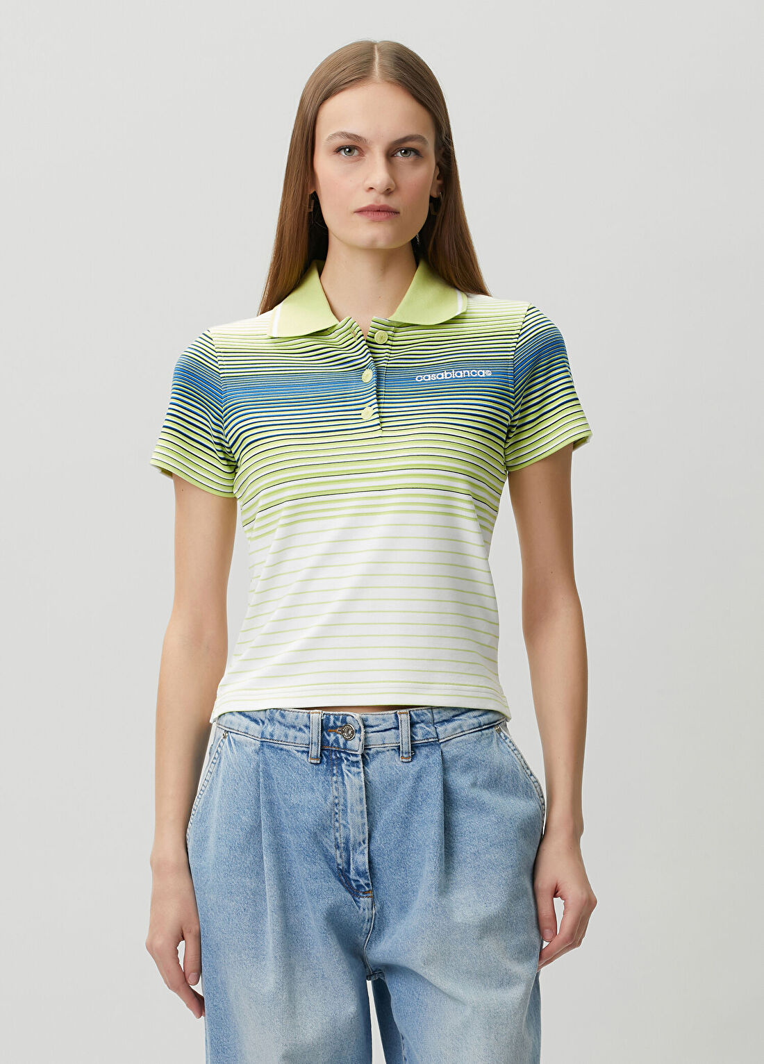 Casablanca Yeşil Çizgili Polo T-shirt