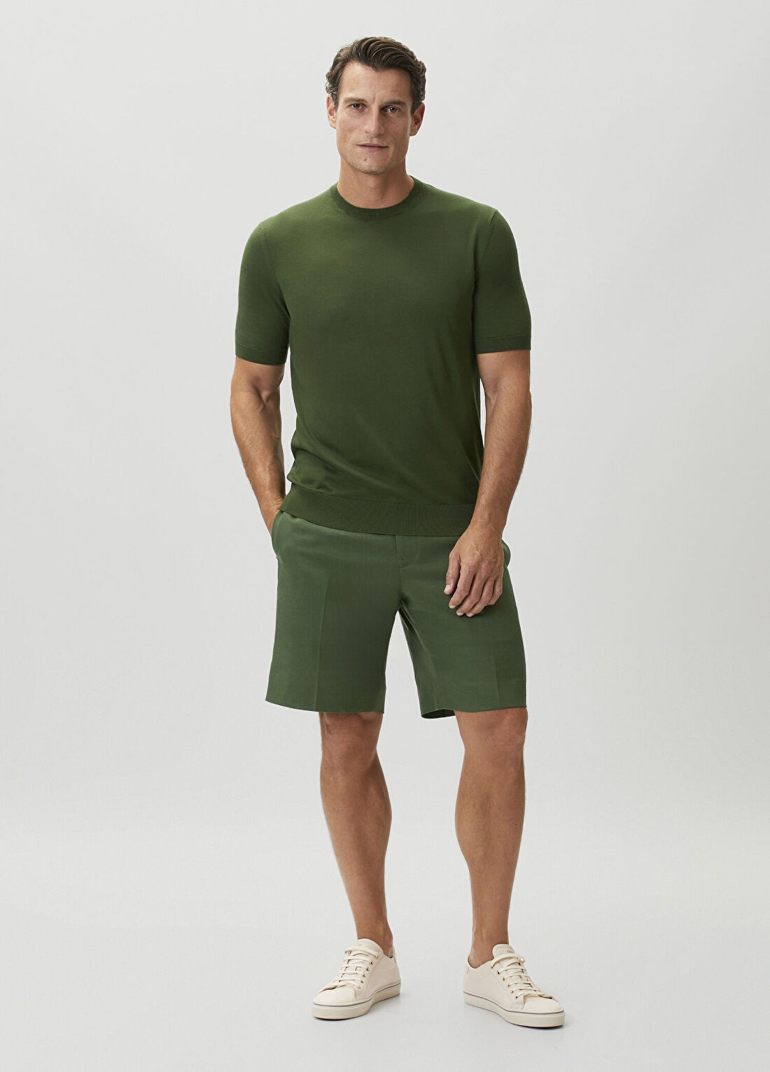 Zegna Yeşil Keten Bermuda