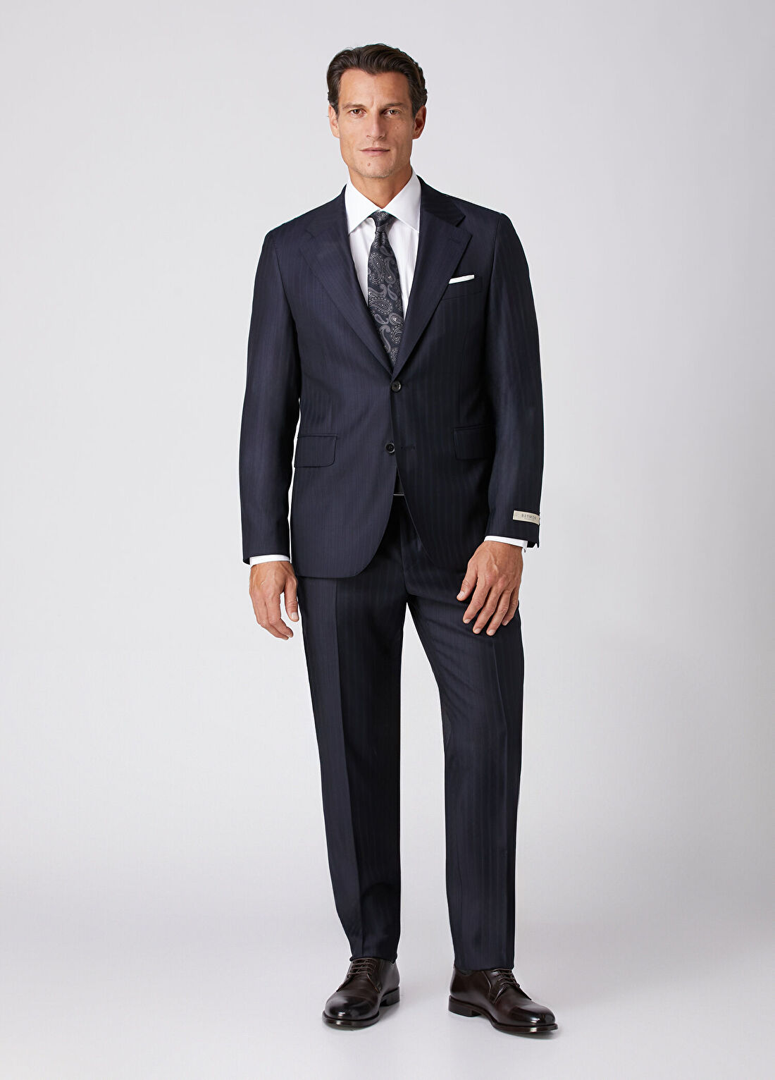 Beymen Collection Drop 7 Lacivert Çizgi Desenli Yün Takım Elbise