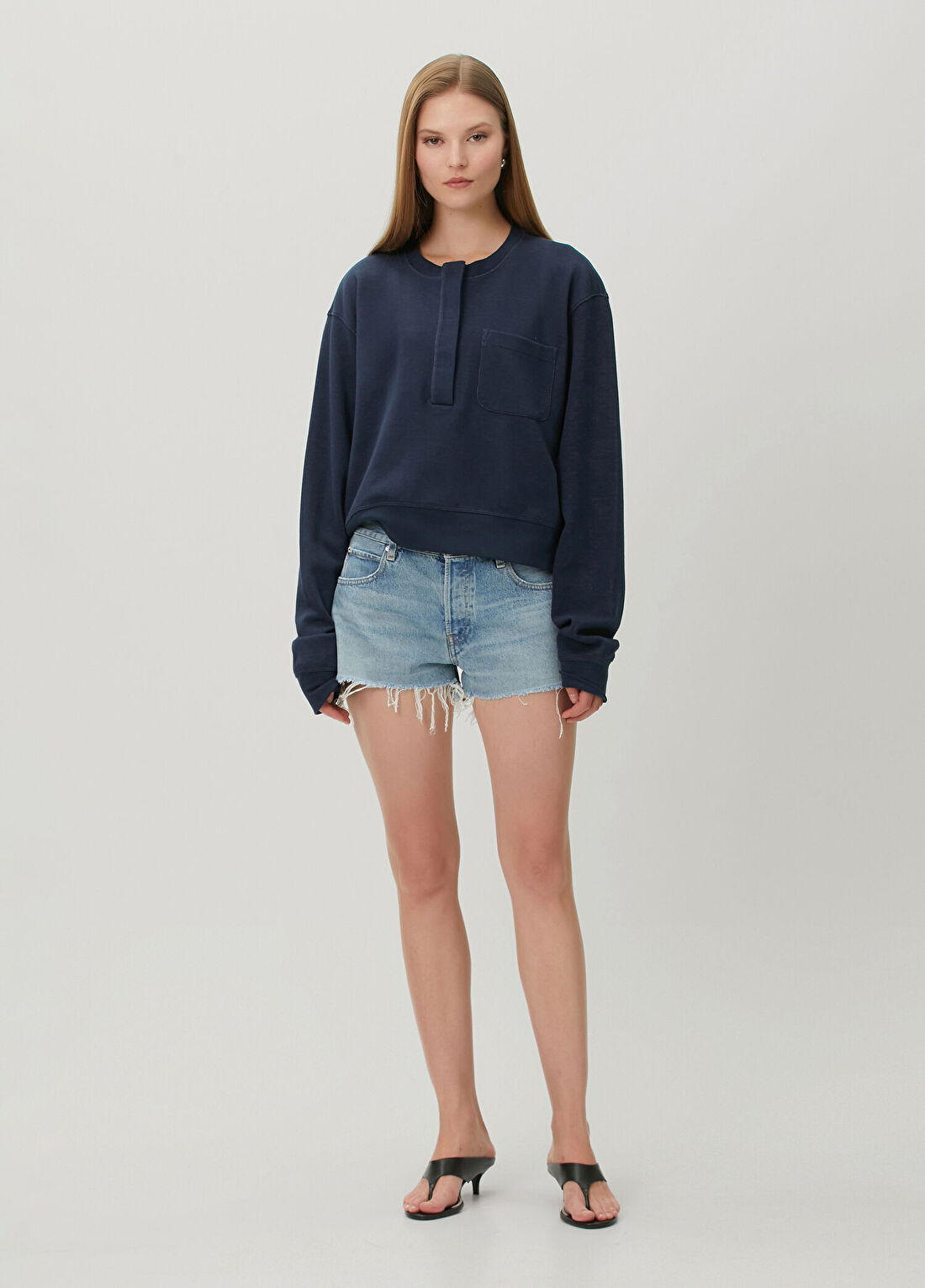 Frame Denim The Hang Mavi Denim Şort