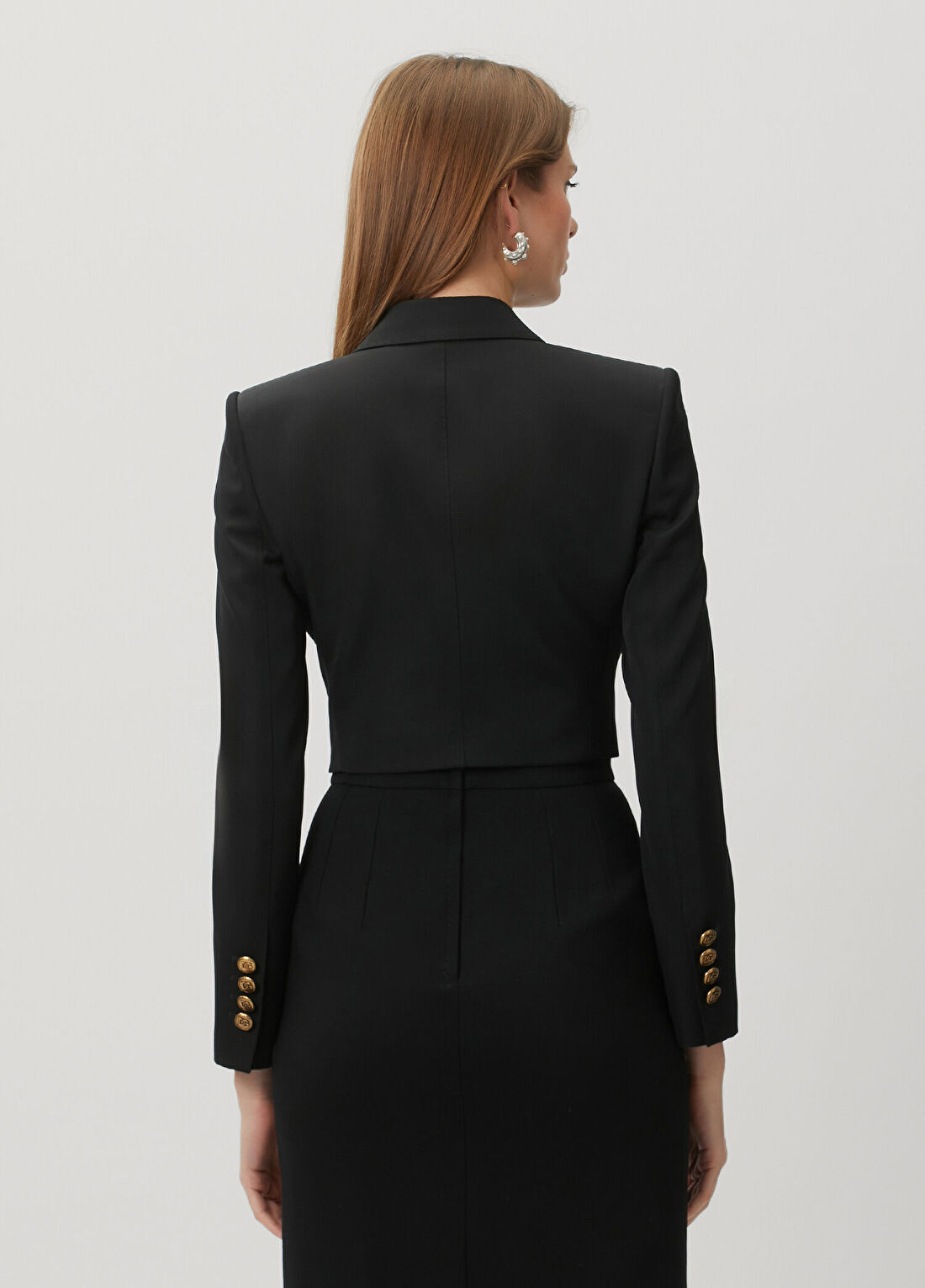 Dolce&Gabbana Siyah Cropped Yün Ceket görsel 4