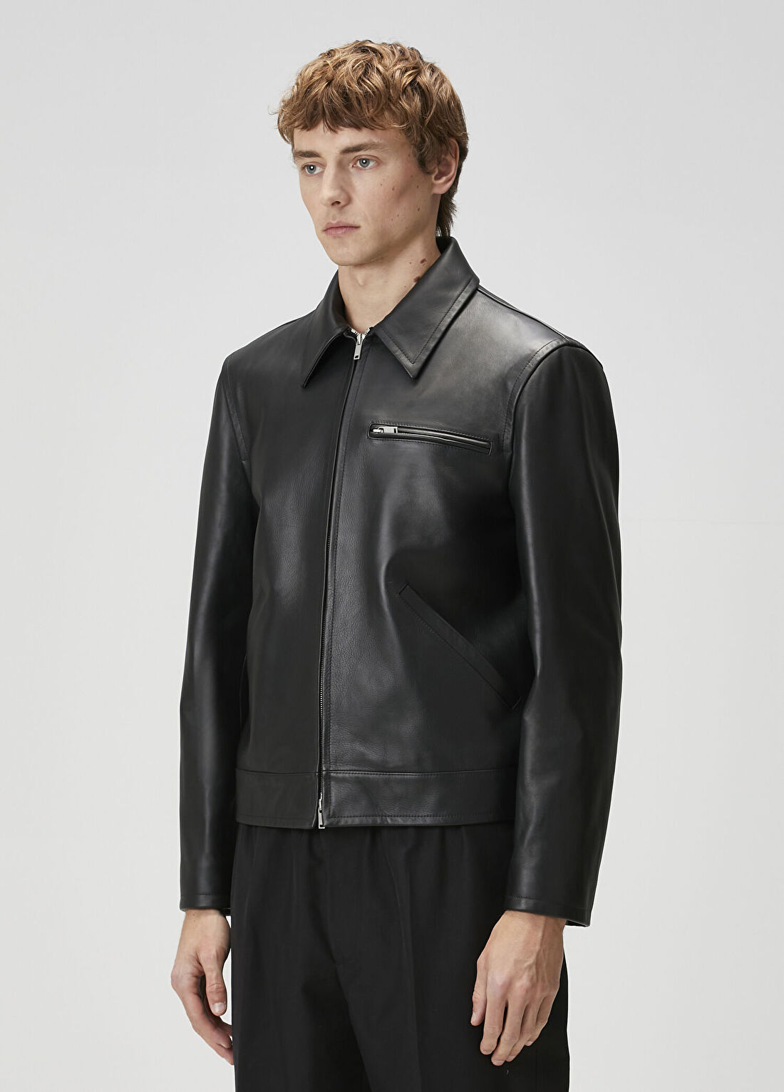 Jil Sander Siyah Deri Ceket görsel 3