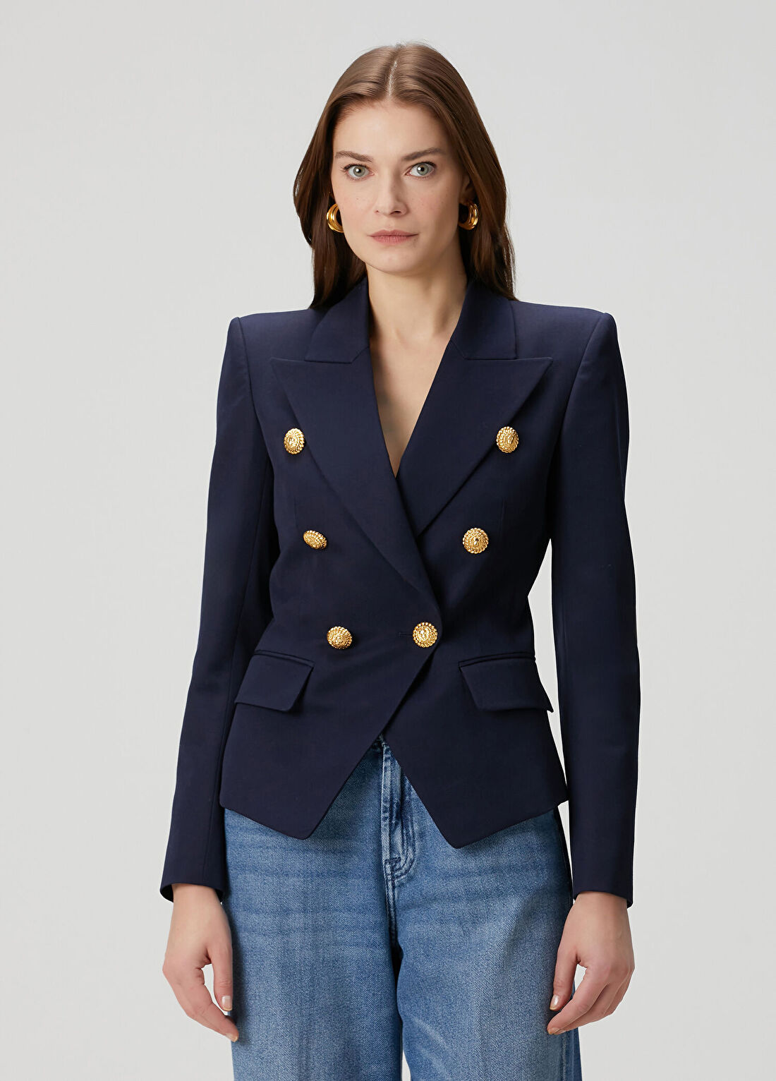 Balmain Lacivert Kruvaze Yün Ceket görsel 3