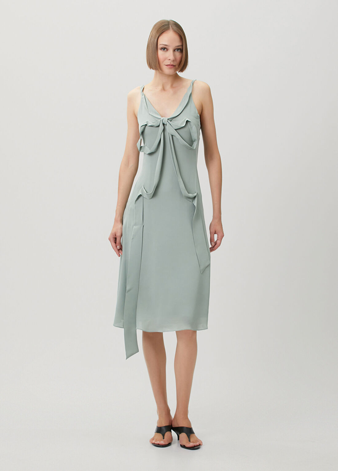 Acne Studios Su Yeşili Midi İpek Elbise görsel 3