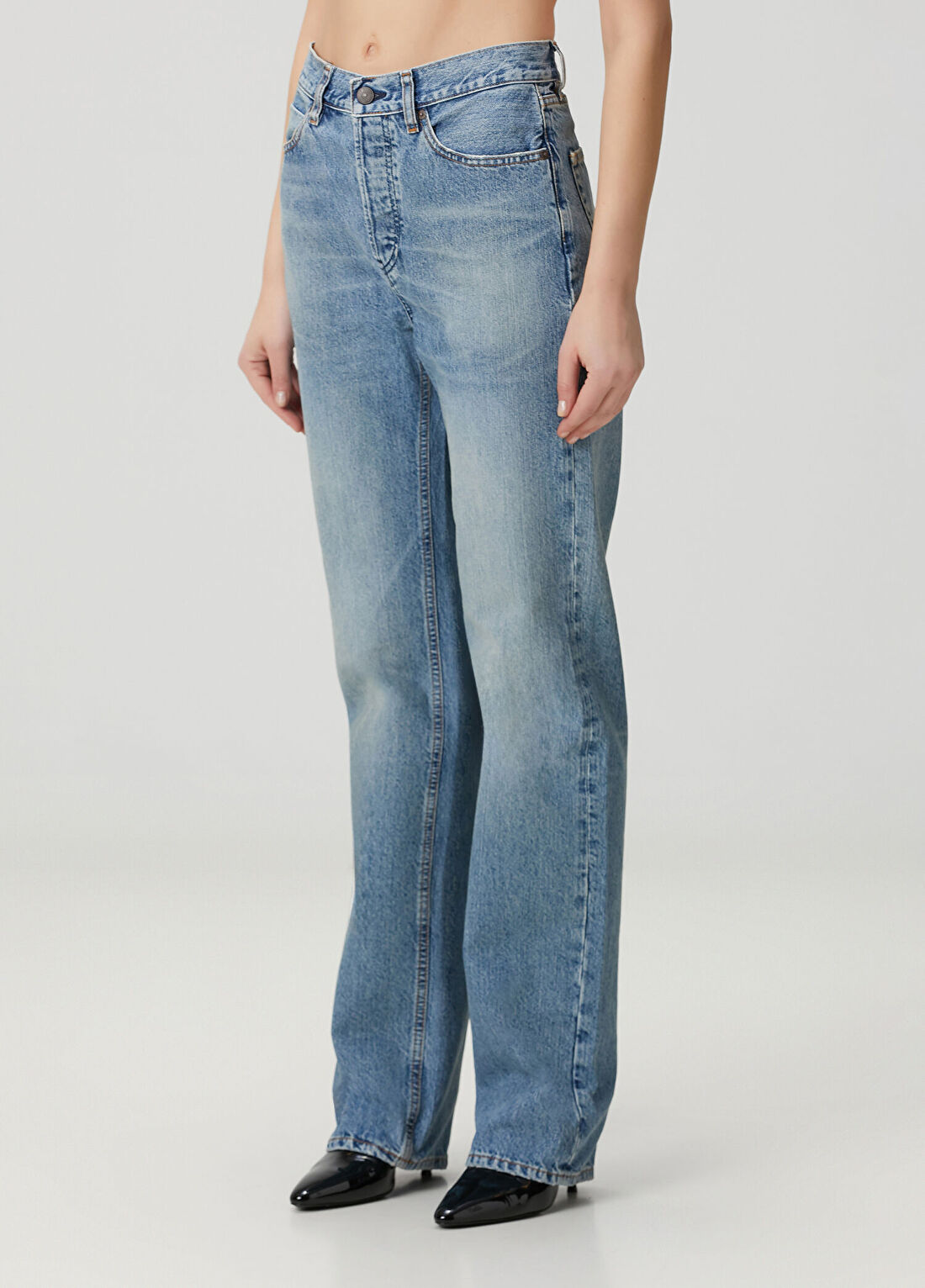 Frame Denim The Stack Mavi Jean Pantolon görsel 2