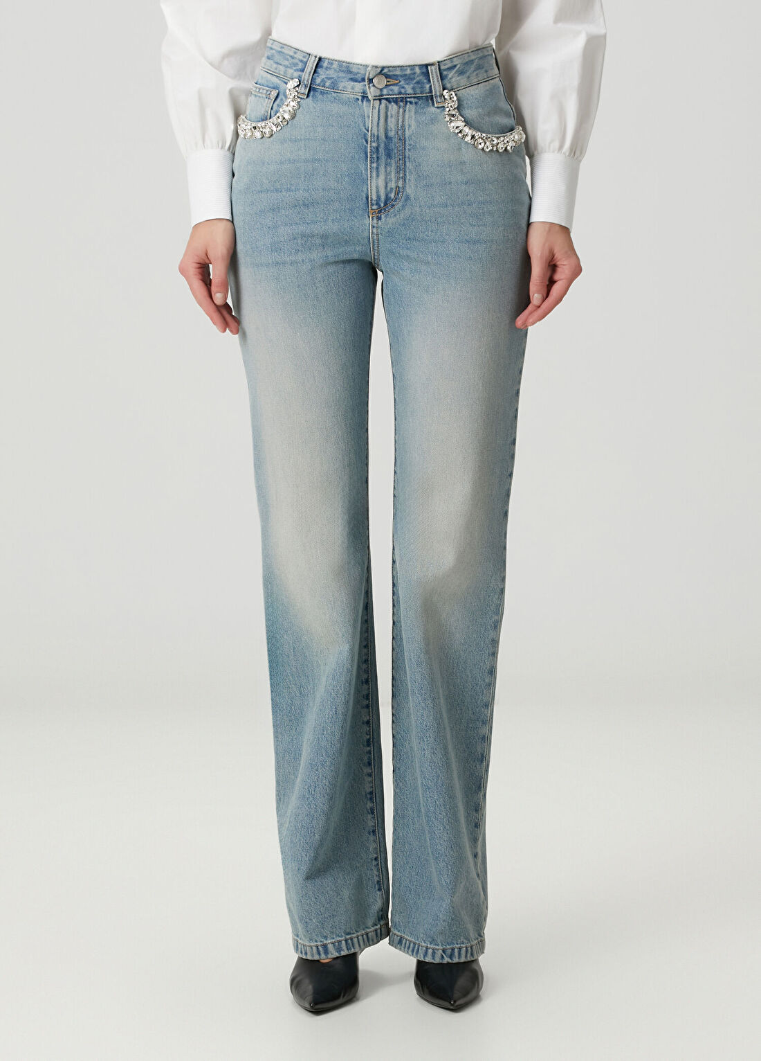 McQueen Mavi Taşlı Jean Pantolon görsel 2