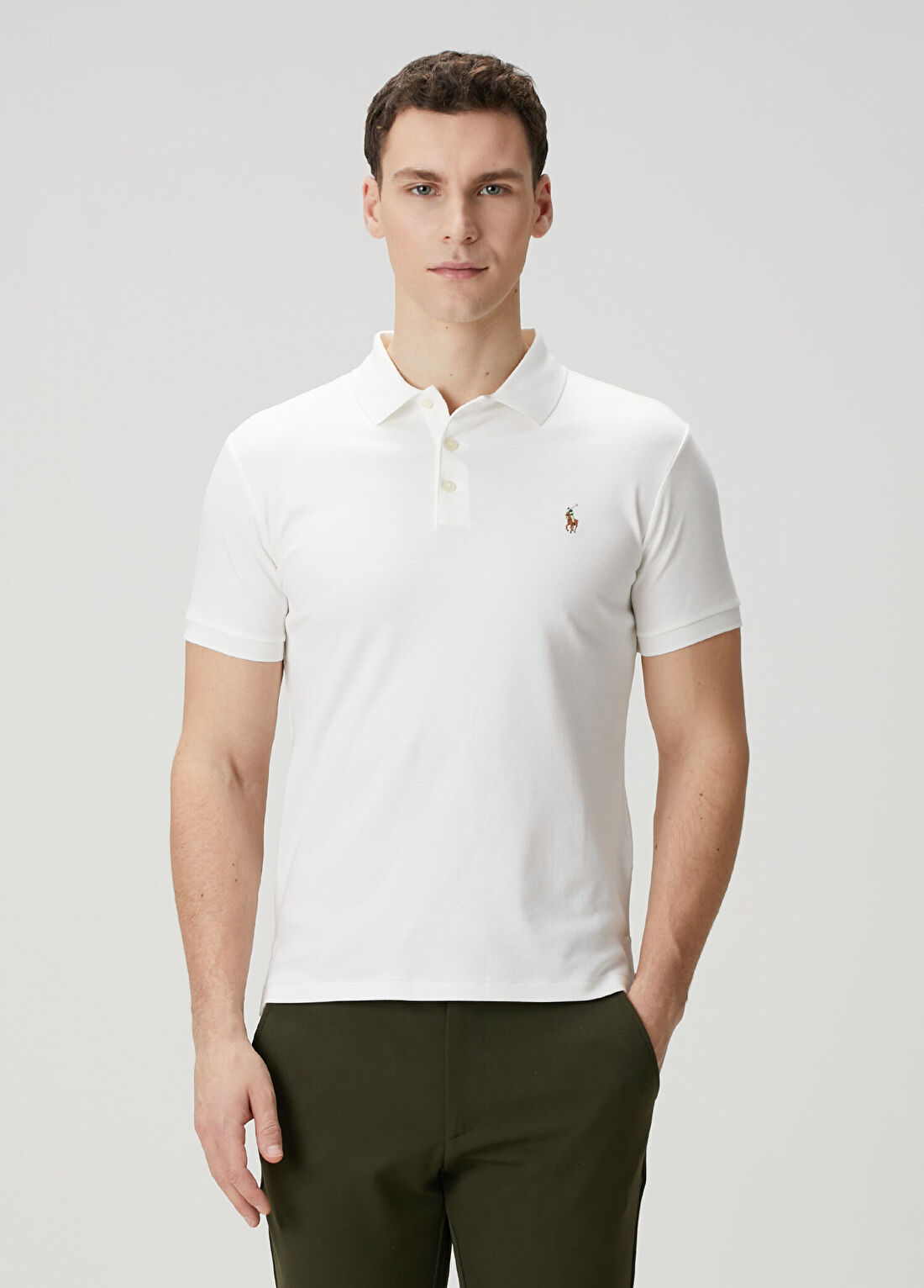 Polo Ralph Lauren Slim Fit Beyaz Polo Yaka T-shirt