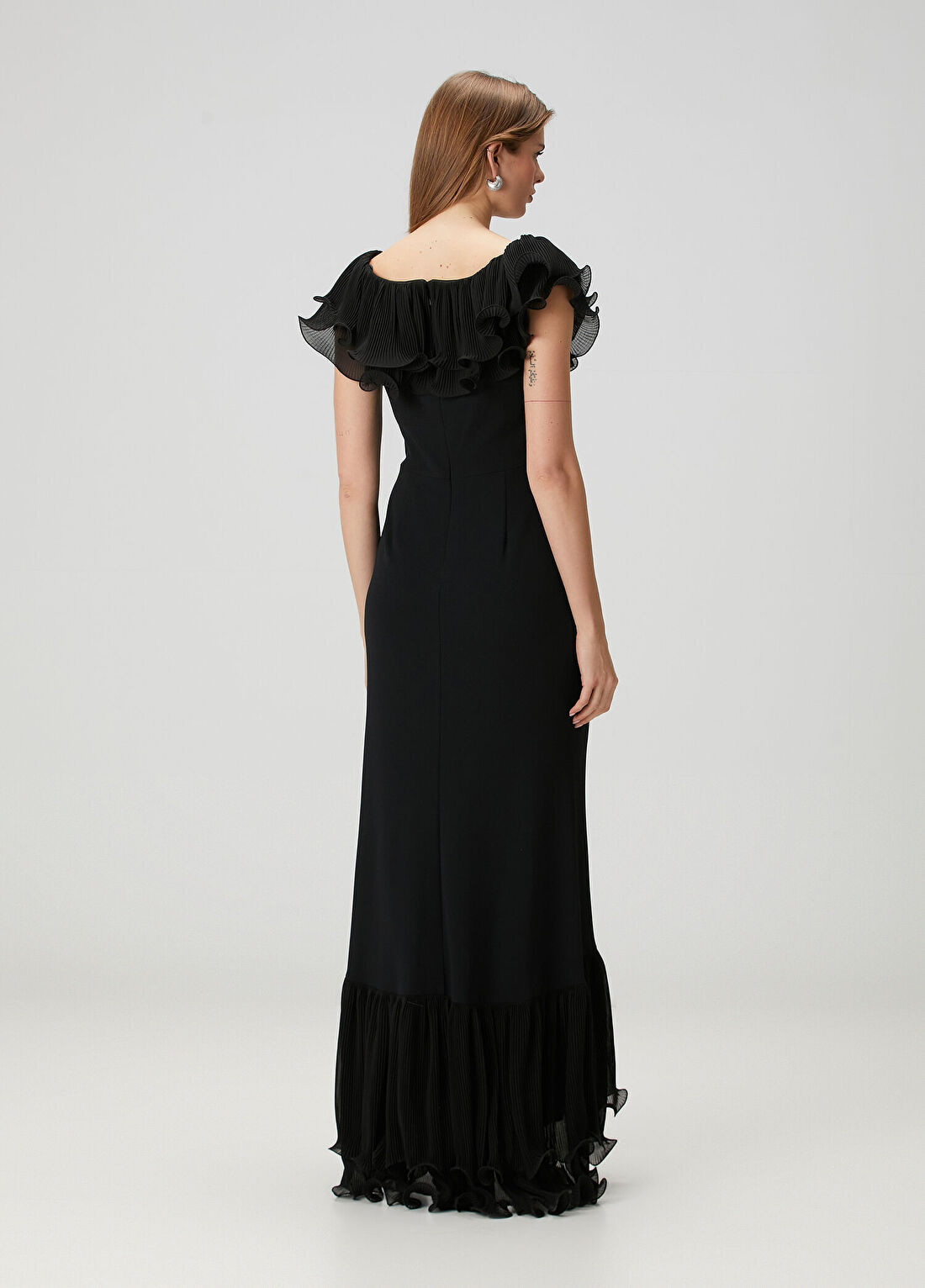 Tadashi Shoji Leandra Siyah Maksi Abiye Elbise görsel 4