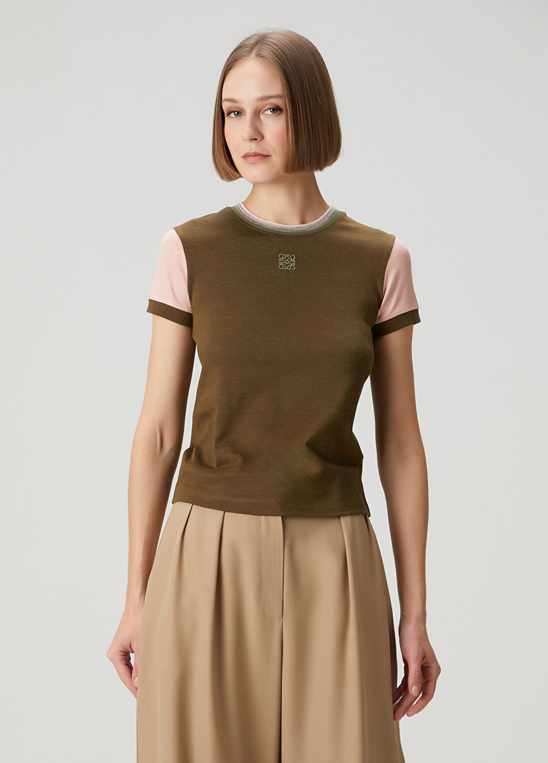 Loewe Haki Logo Nakışlı T-shirt