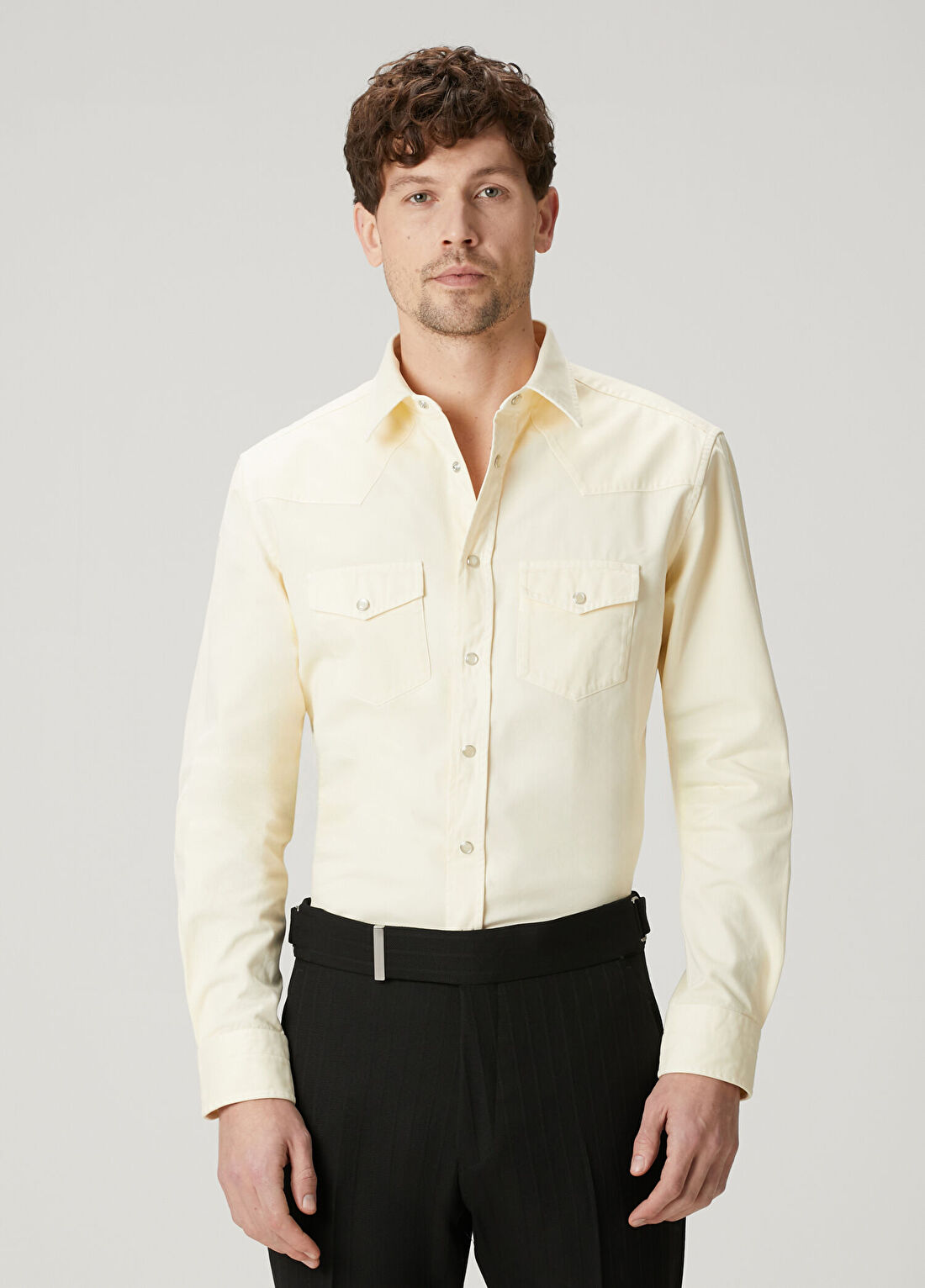 Tom Ford Slim Fit Krem Western Twill Gömlek