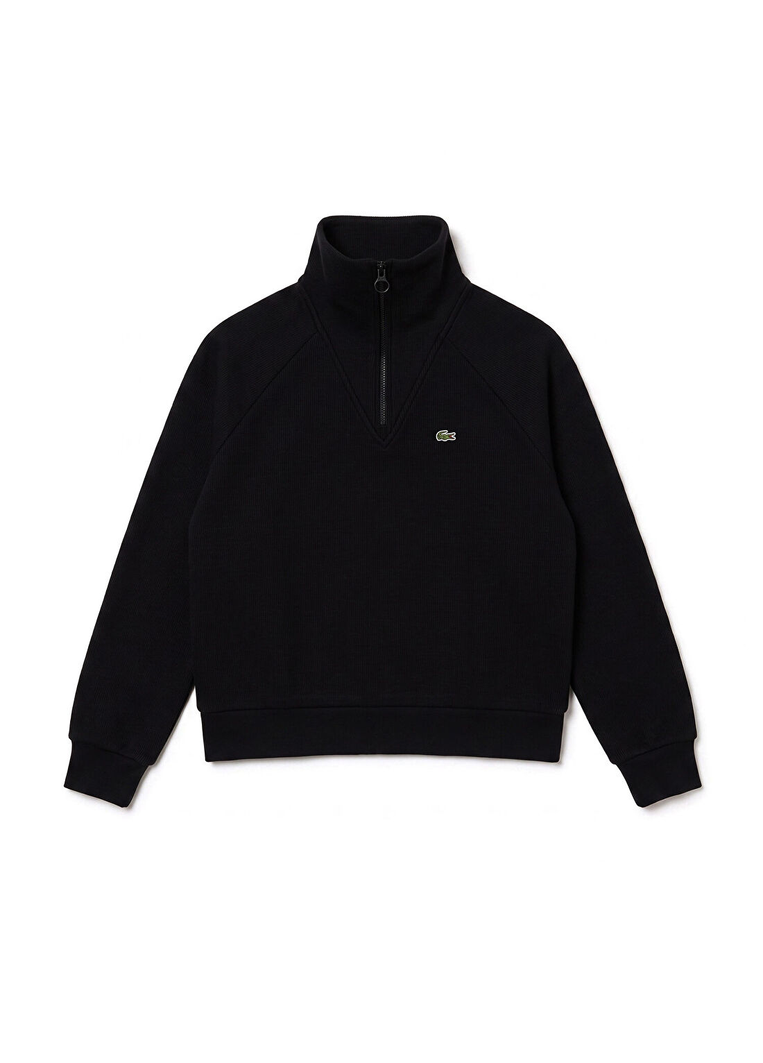 Lacoste Siyah Regular Fit Yarım Fermuarlı Uzun Kollu Kadın Sweatshirt