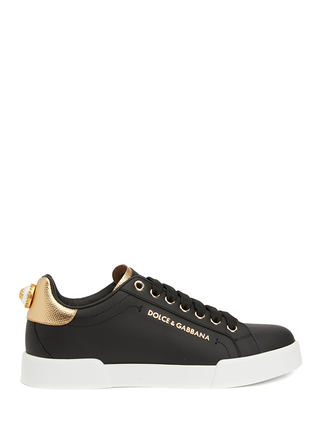 Dolce&Gabbana Portofino Siyah Gold Kadın Deri Sneaker