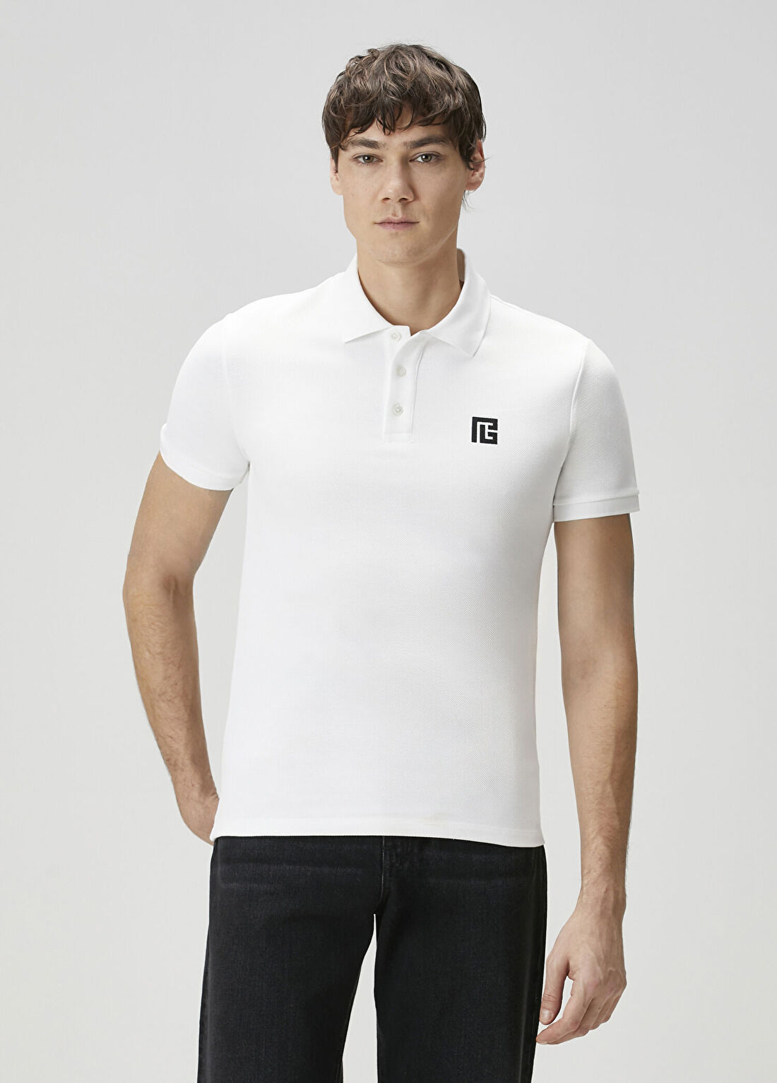 Balmain Beyaz Logo Nakışlı Polo T-shirt