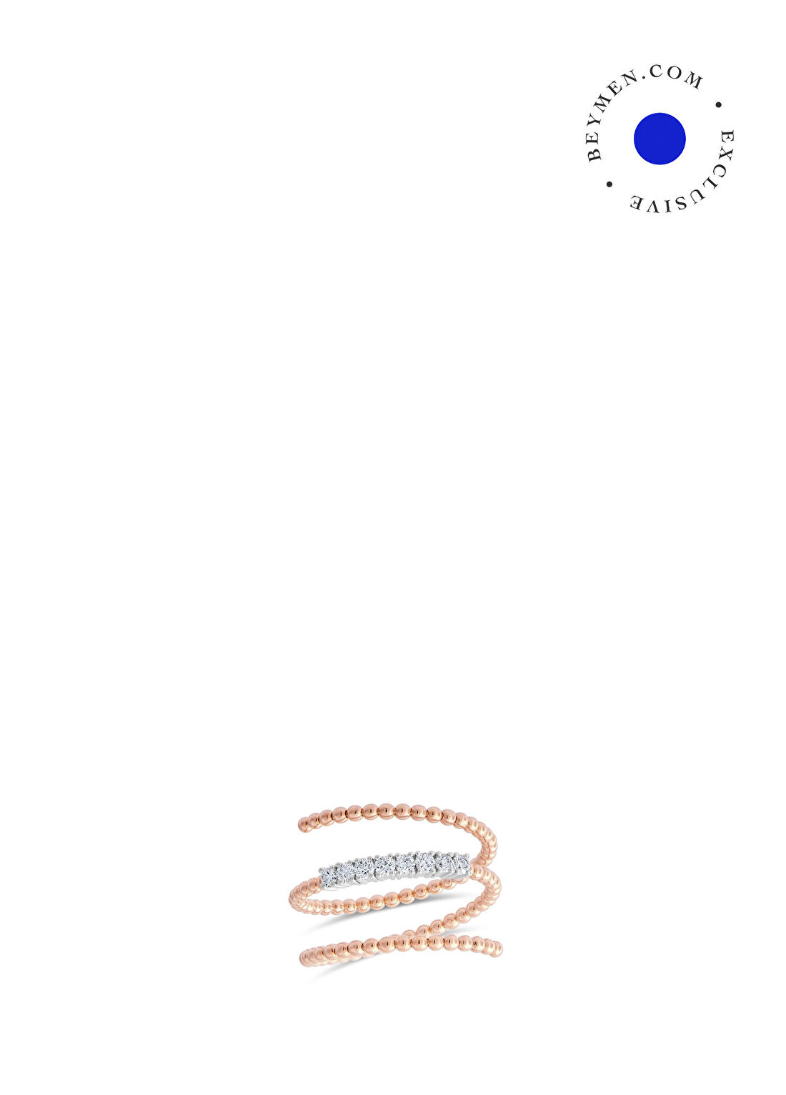 Safir Mücevher Luna Pırlanta Taşlı 14 Ayar Rose Gold Kadın Sarmal Yüzük