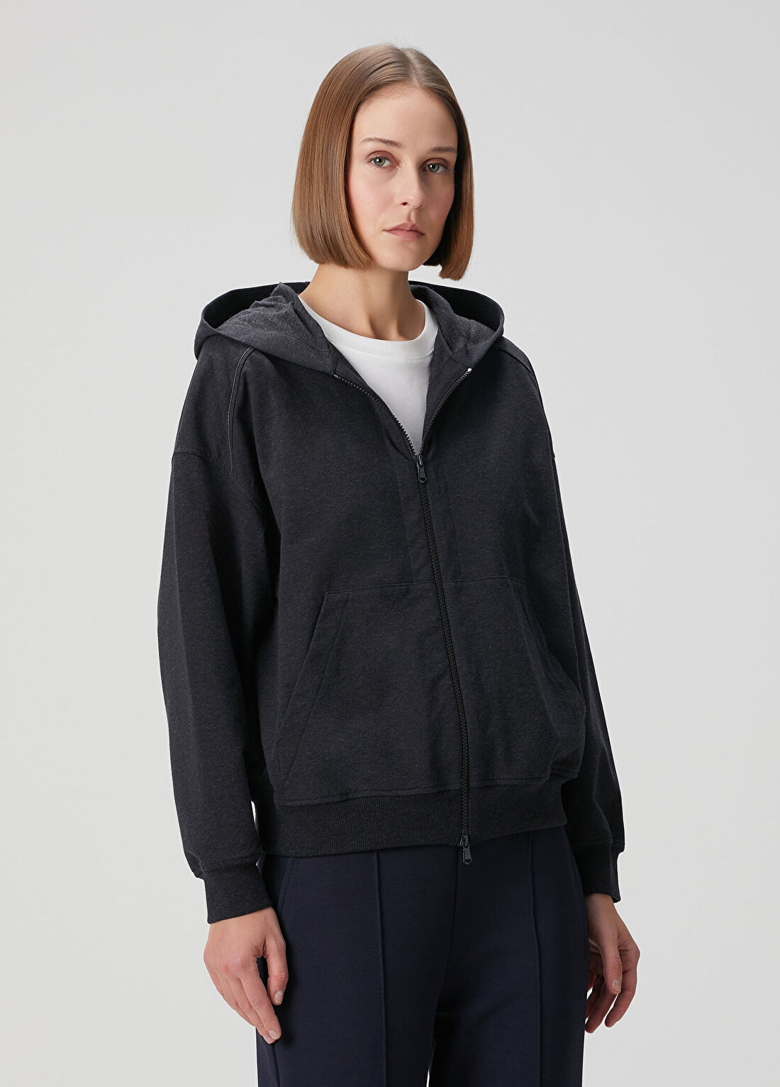 Brunello Cucinelli Antrasit Kapüşonlu Sweatshirt görsel 3