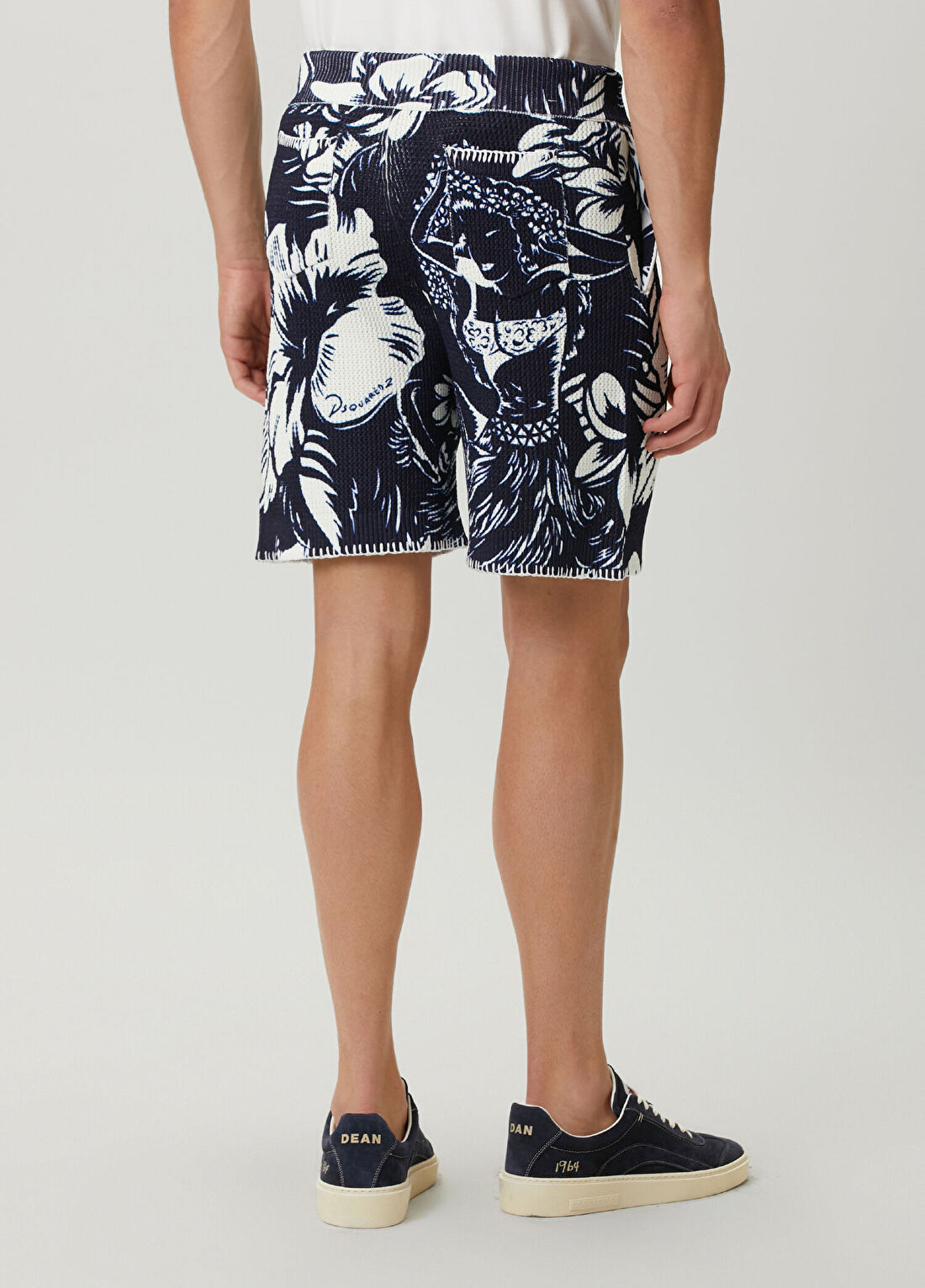 Dsquared2 Dancing Flowers Lacivert Beyaz Triko Bermuda görsel 3