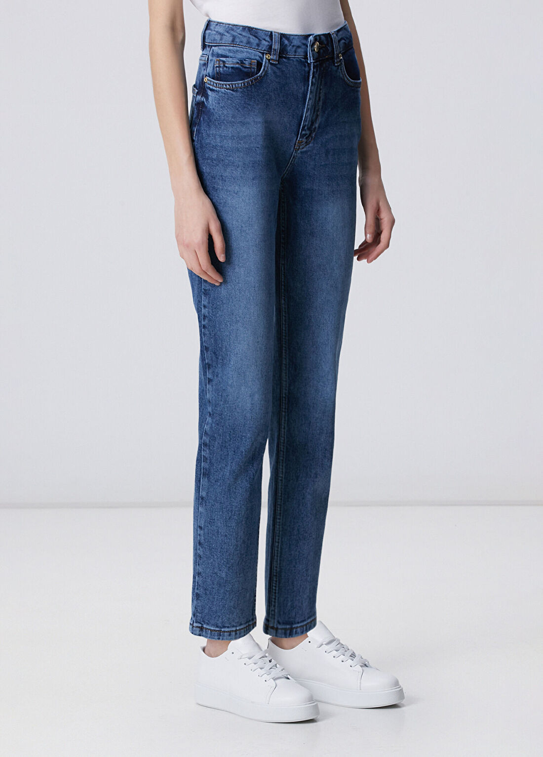Network Mom Fit Mavi Denim Pantolon görsel 3