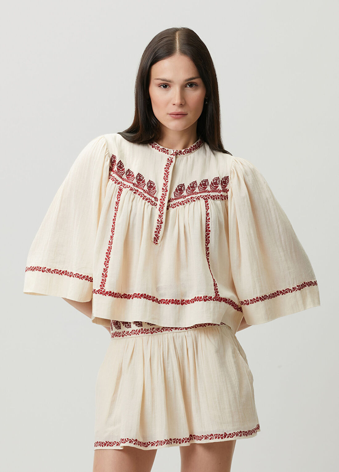 Marant Etoile Juline Bej Kırmızı Bluz
