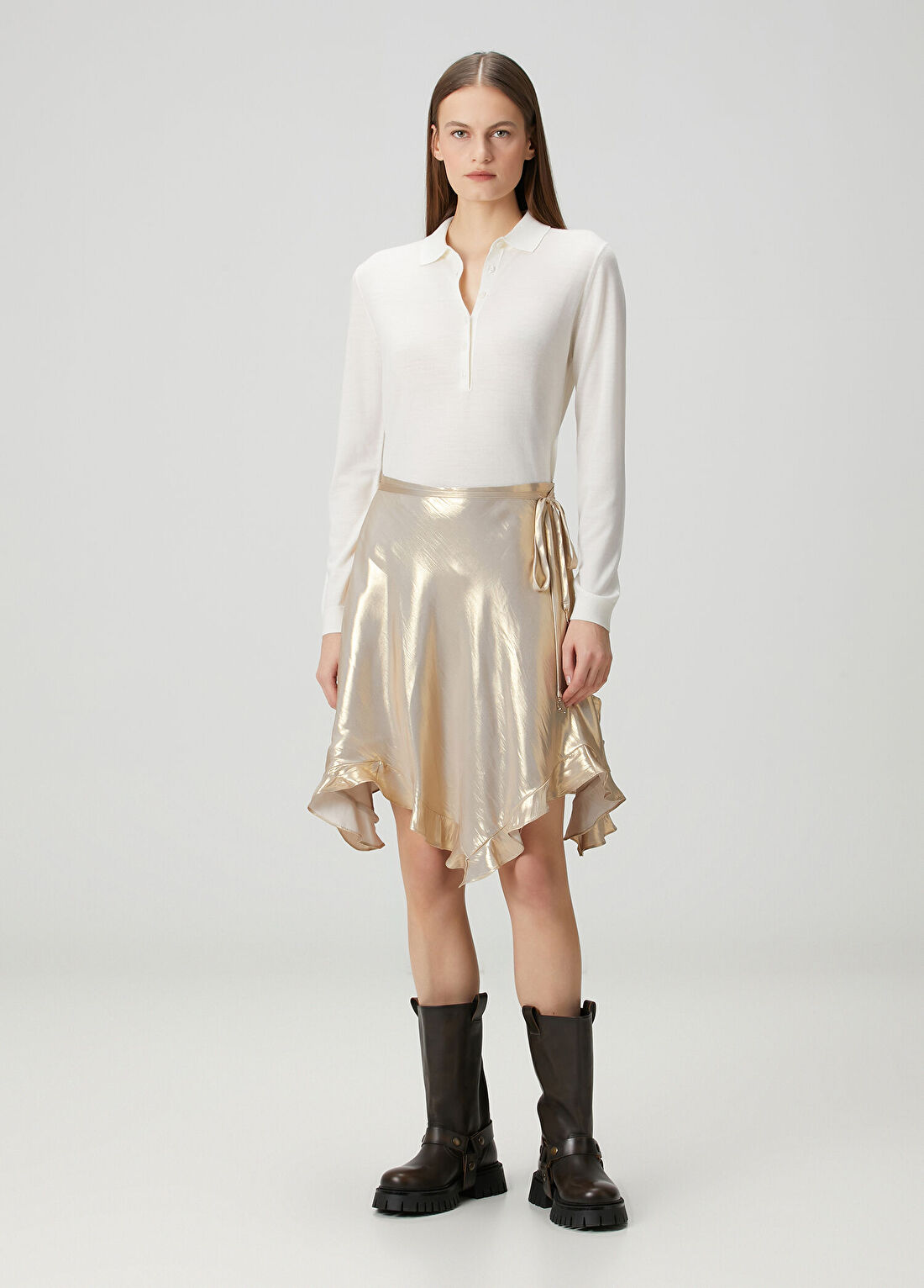 Zadig&Voltaire Jetos Gold Midi Saten Etek