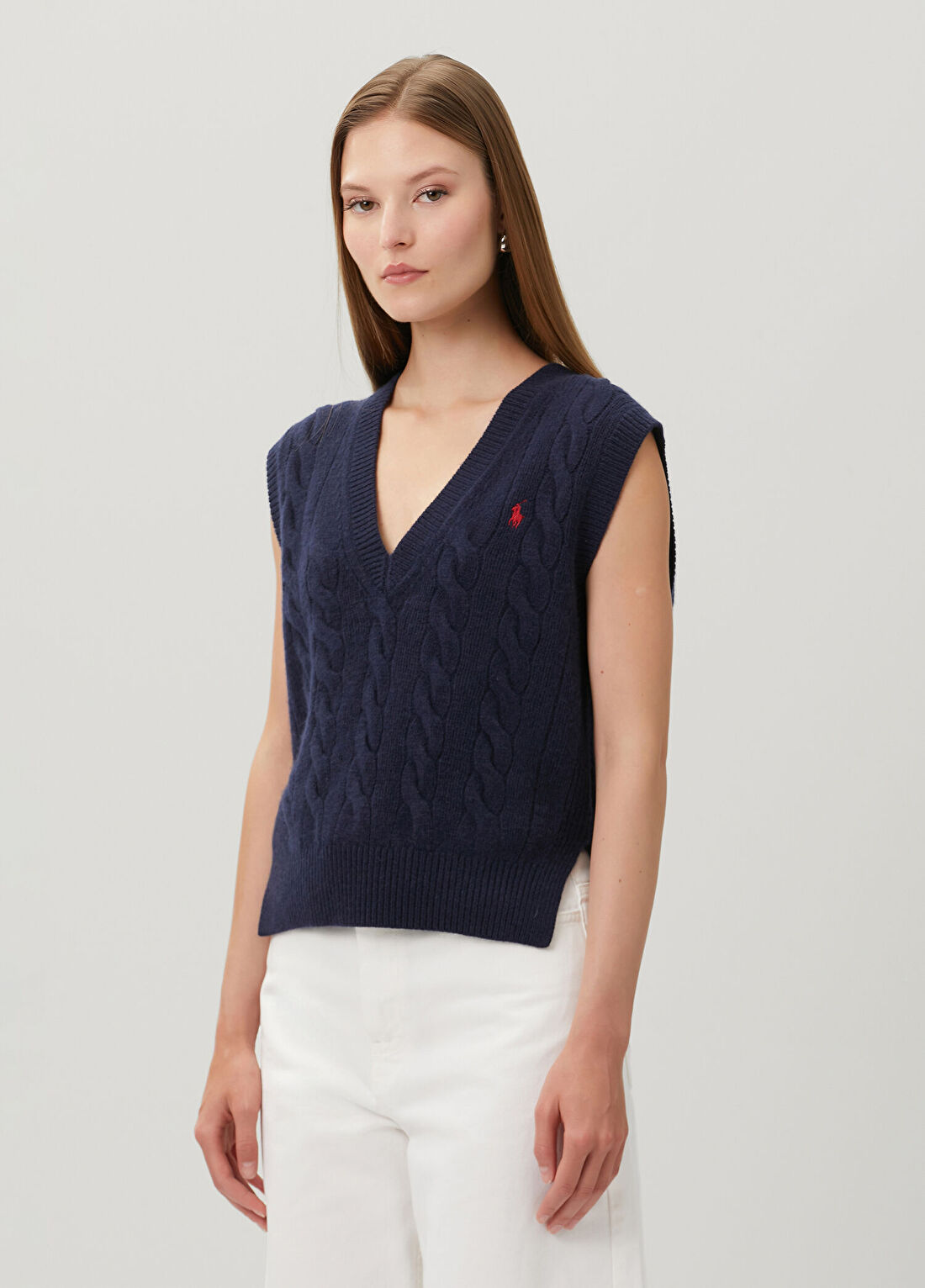 Polo Ralph Lauren Lacivert Saç Örgü Yün Süveter görsel 3