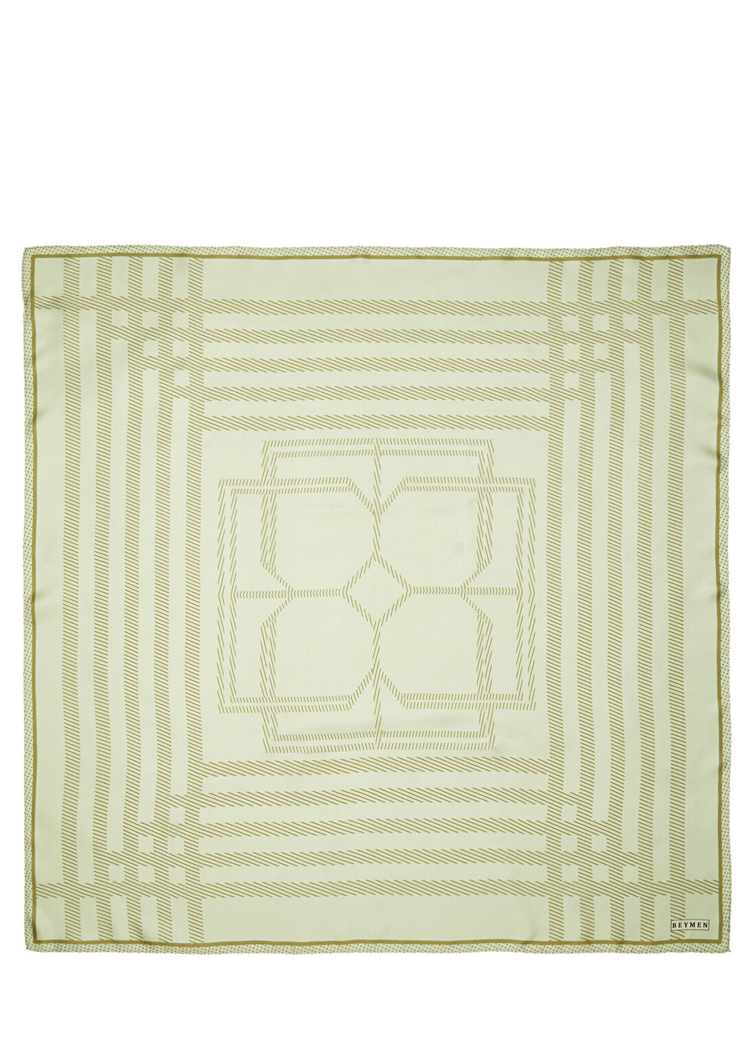 Beymen Yeşil Monogram Desenli İpek Eşarp