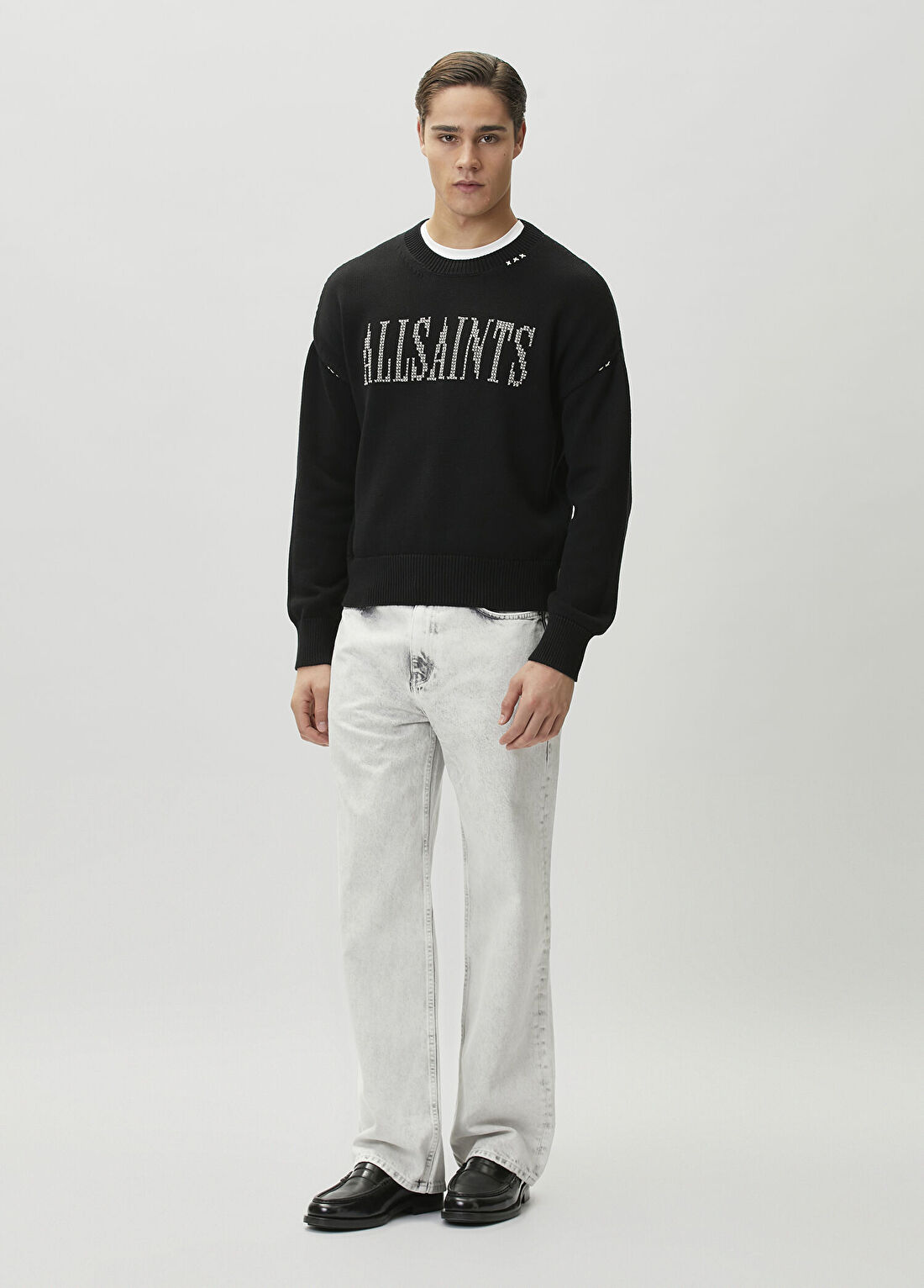 AllSaints Crossed Siyah Kazak görsel 2