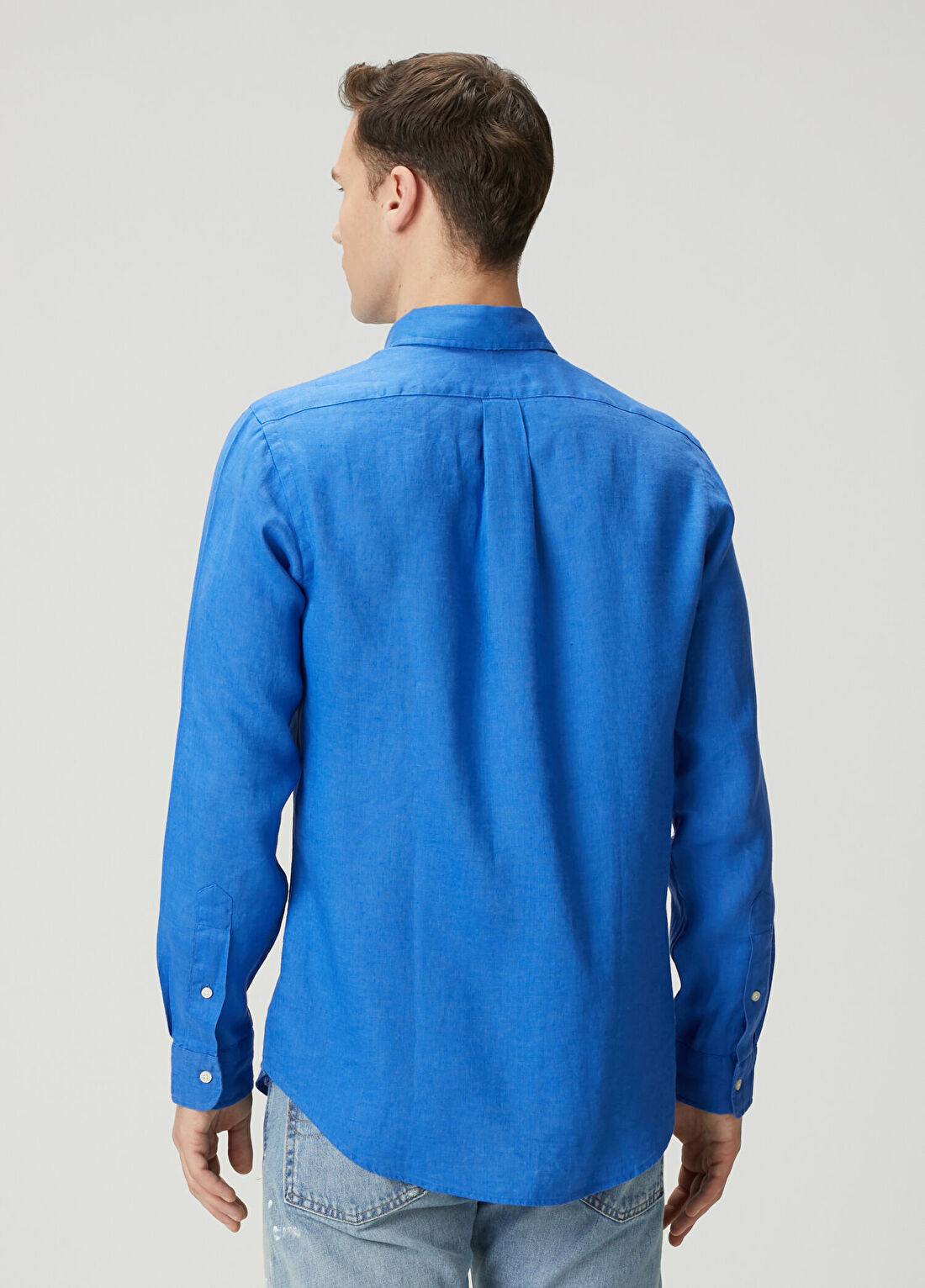 Polo Ralph Lauren Mavi Keten Gömlek görsel 4