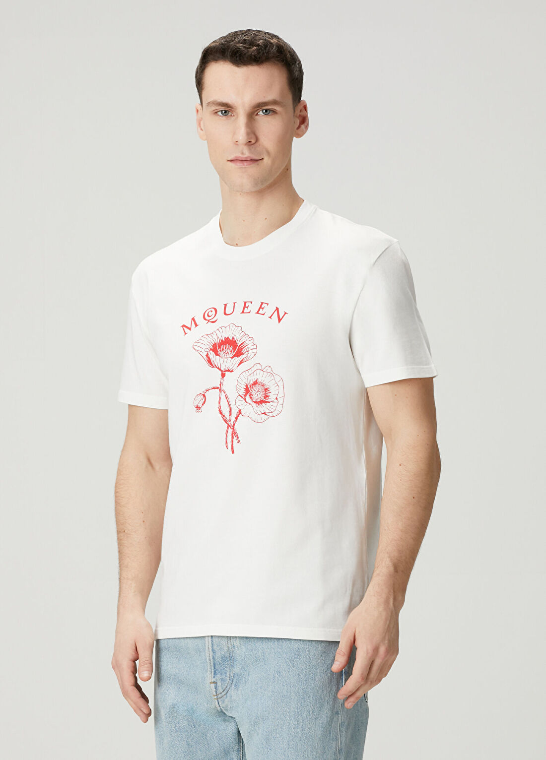 McQueen Kırmızı Beyaz Logo Detaylı T-shirt görsel 3