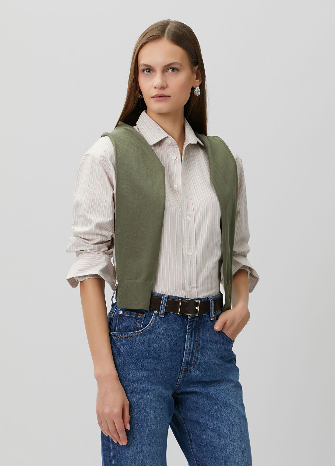 Polo Ralph Lauren Pembe Yeşil Çizgili Gömlek görsel 3