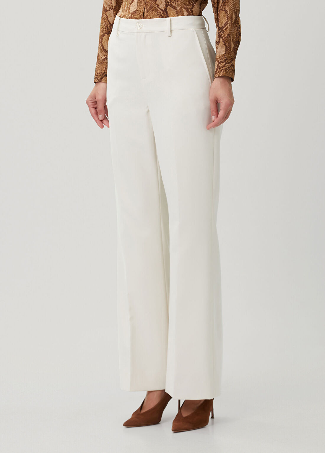 Lauren Ralph Lauren Krem Flared Pantolon görsel 3