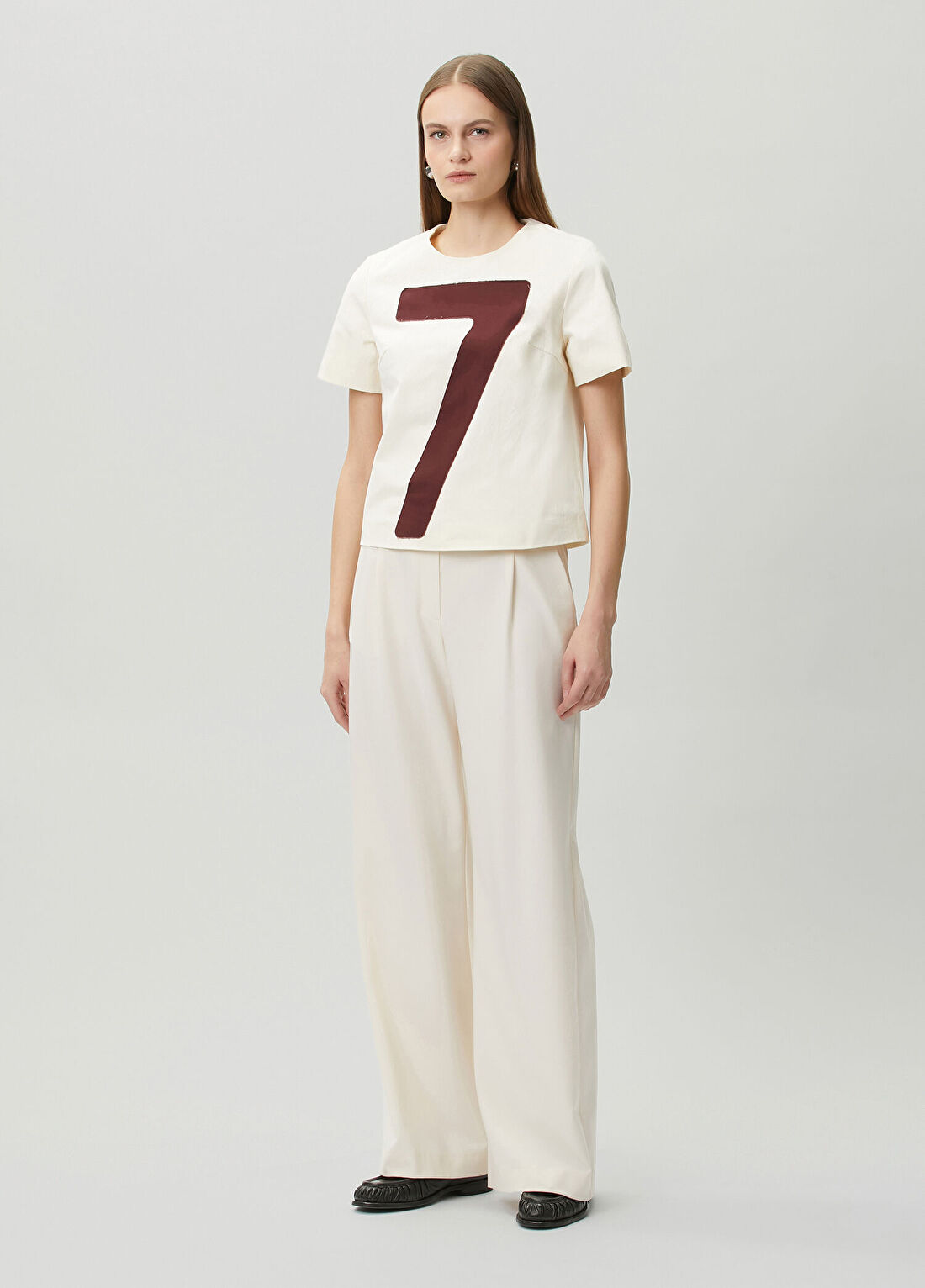 Mithridate Number Kırık Beyaz Dokuma T-shirt görsel 2