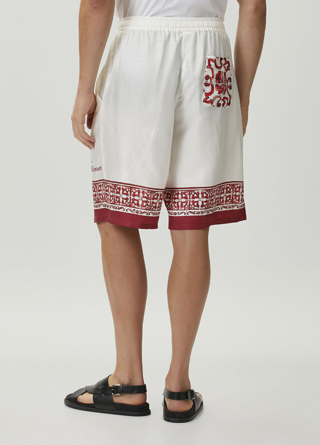 Dolce&Gabbana Beyaz Kırmızı İpek Bermuda görsel 3