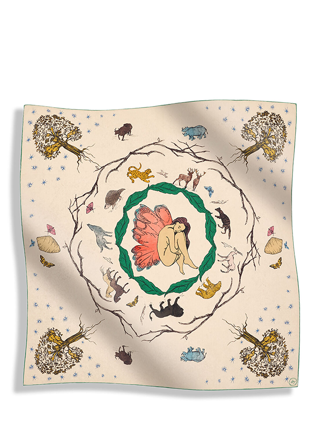 Selin Küçüksöz In Nature's Embrace Baskılı İpek Saten Kadın Fular