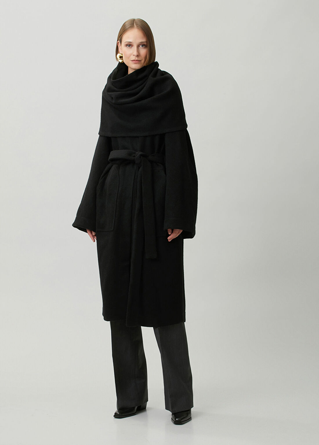 Rick Owens Oversized Siyah Yün Palto