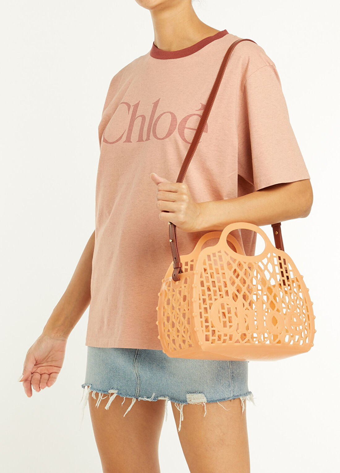 Chloe Cage Pudra Kadın Plaj Çantası görsel 2