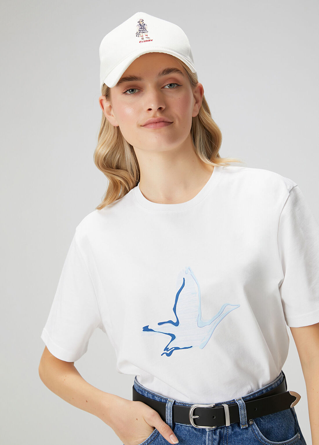 Beymen Club Kırık Beyaz Mavi Logolu T-shirt görsel 2