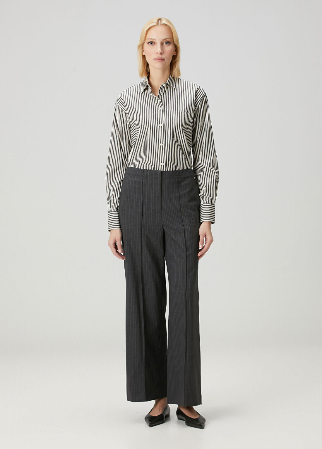 Rag&Bone Irina Gri Çizgili Pantolon