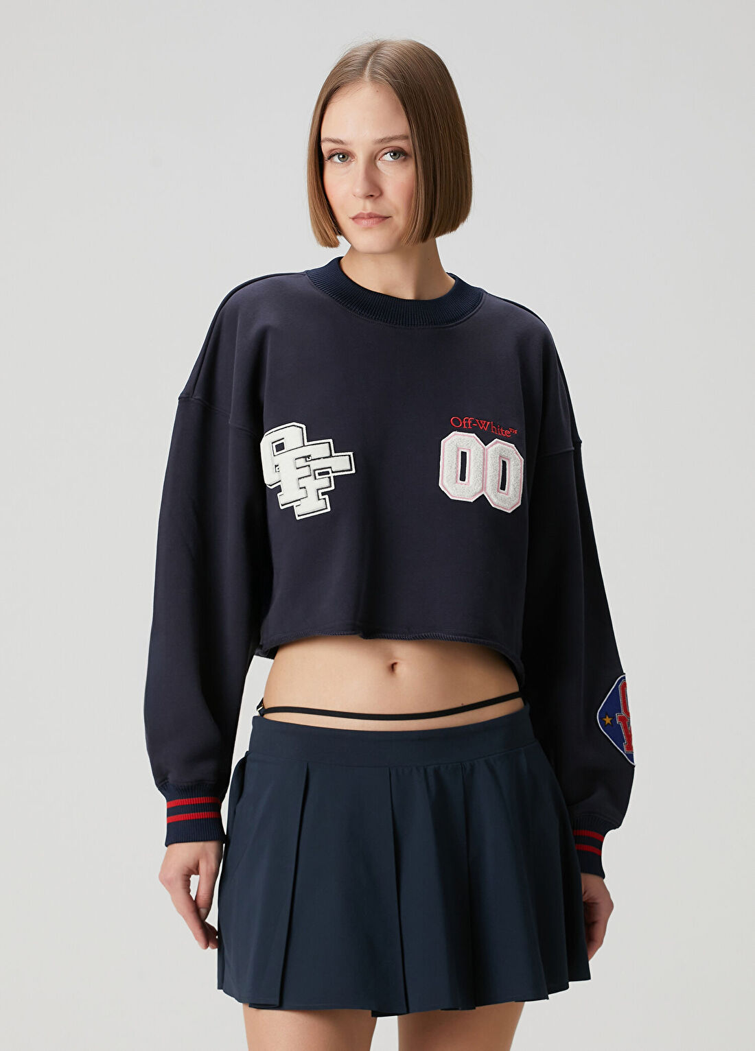 Off-White Royal Patch Crop Lacivert Sweatshirt