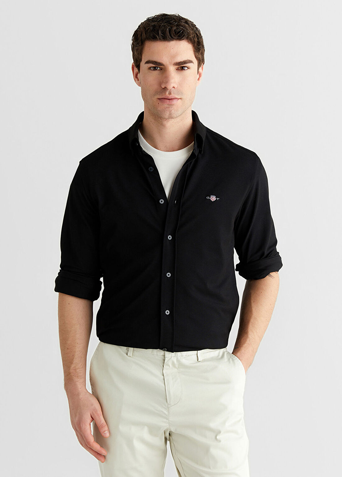Gant Siyah Regular Fit Gömlek Yaka Uzun Kollu Erkek Gömlek
