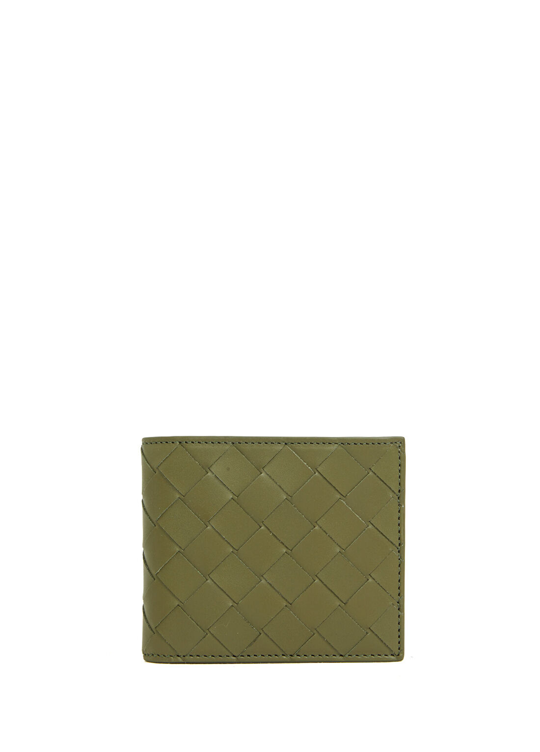 Bottega Veneta Yeşil Örgü Dokulu Erkek Deri Cüzdan