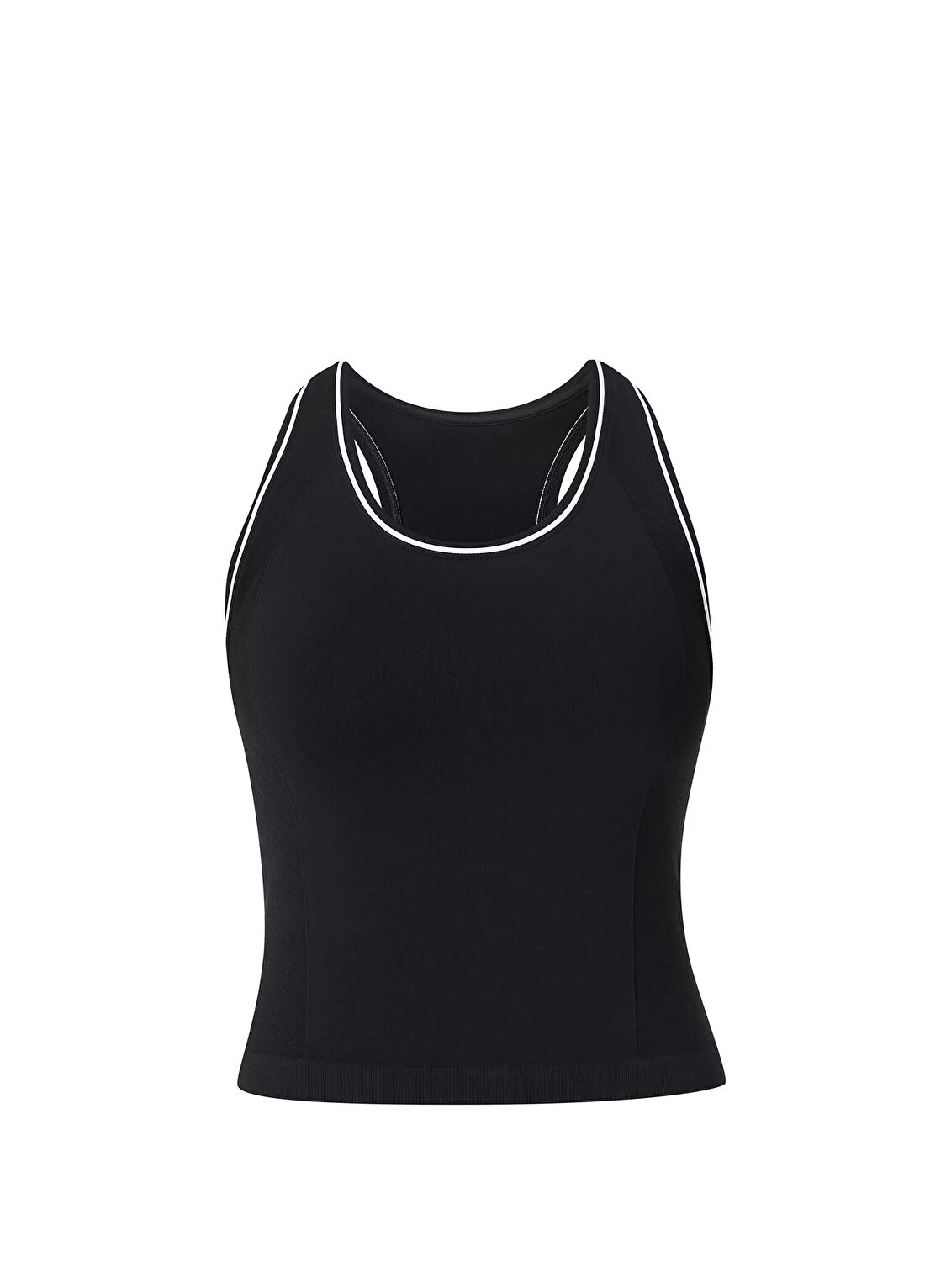 Sweaty Betty Athlete Crop Seamless Workout Siyah Askılı Kadın Koşu Tişörtü