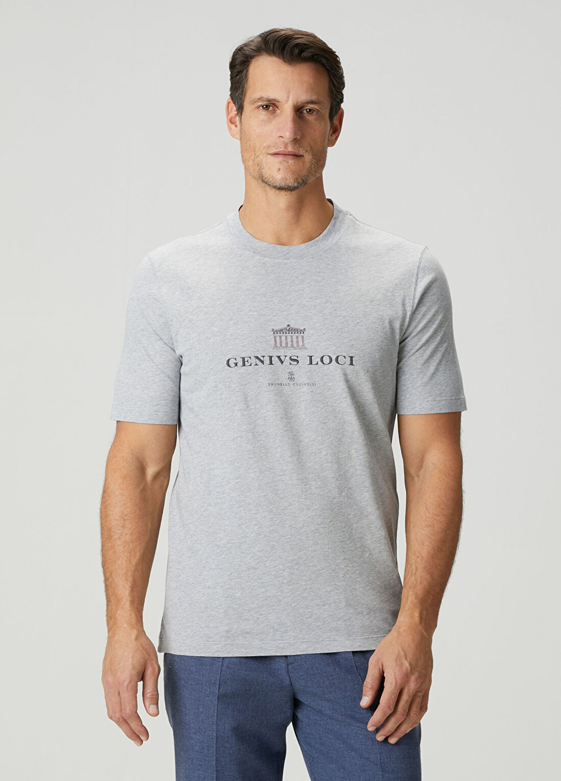 Brunello Cucinelli Gri Baskılı T-shirt görsel 3