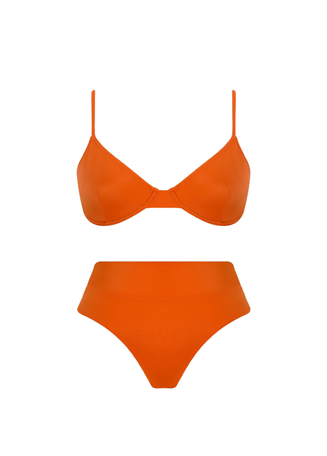 Haracci Solana Econyl Pinup Turuncu Yüksek Belli Kadın Bikini Takımı