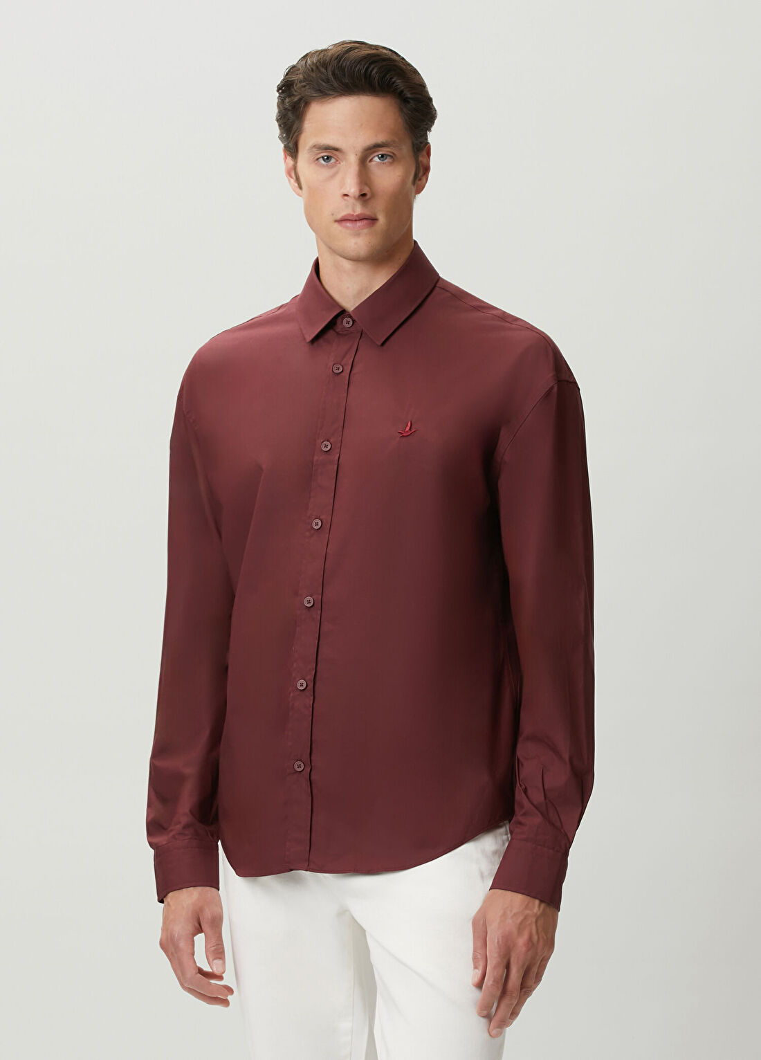 Beymen Club Vişne Oversize Fit Pamuklu Gömlek görsel 4